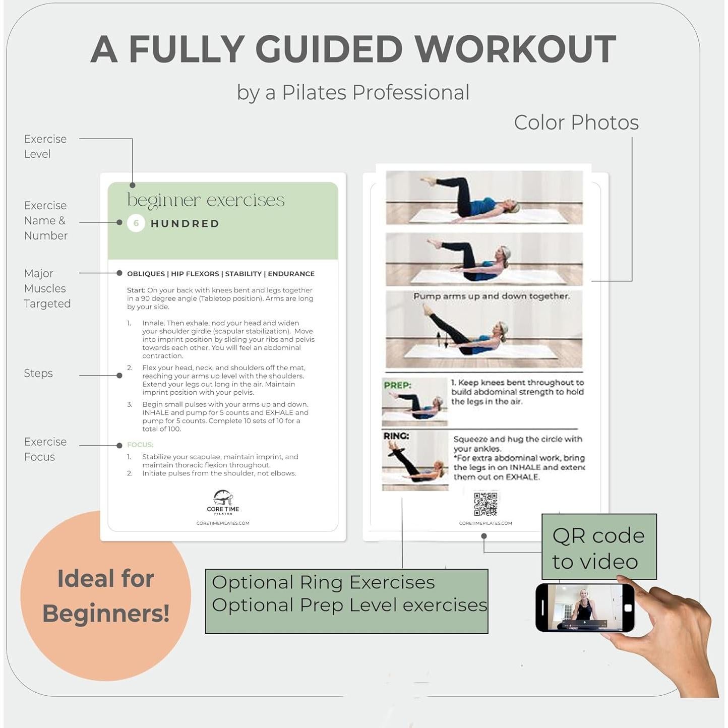 Tarjetas de Ejercicio de Pilates Core Time - 56 Tarjetas