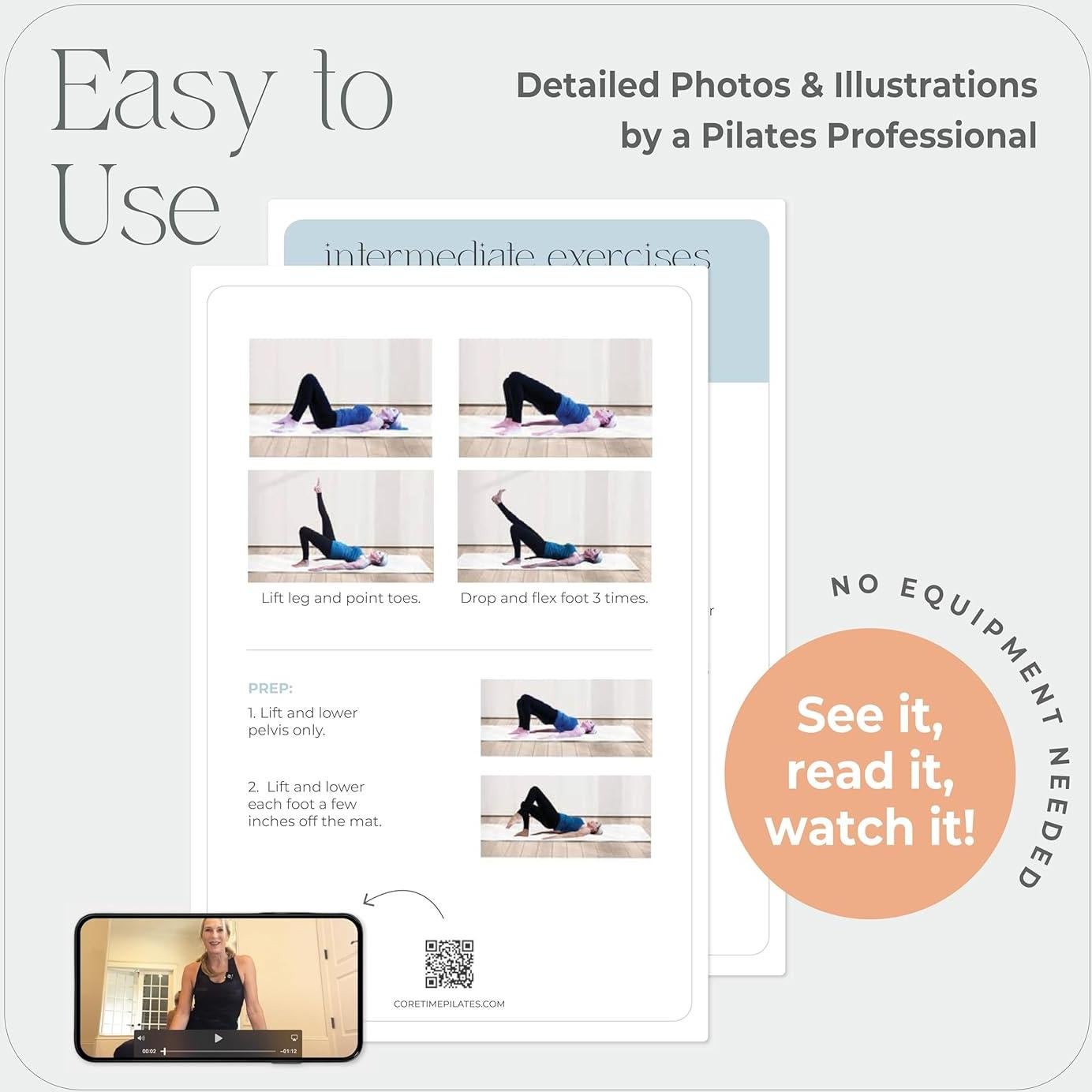 Tarjetas de Ejercicio de Pilates Core Time - 56 Tarjetas