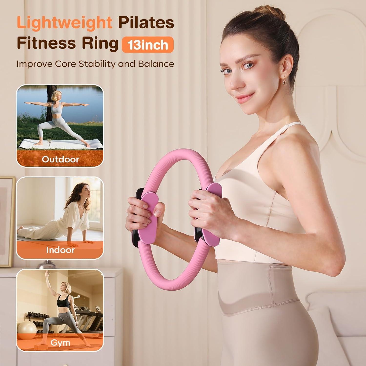 Kit de Pilates 13 Piezas Vanlgs - Anillo 33 cm, Bola 25 cm, Bandas