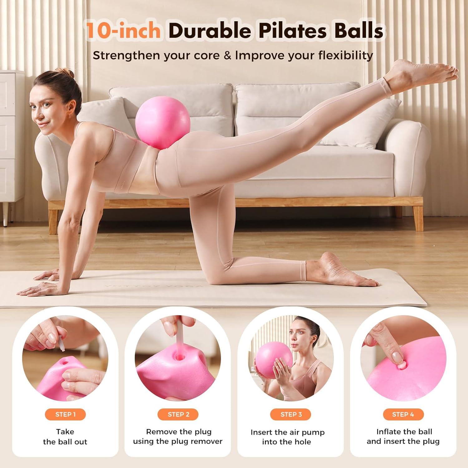 Kit de Pilates 13 Piezas Vanlgs - Anillo 33 cm, Bola 25 cm, Bandas