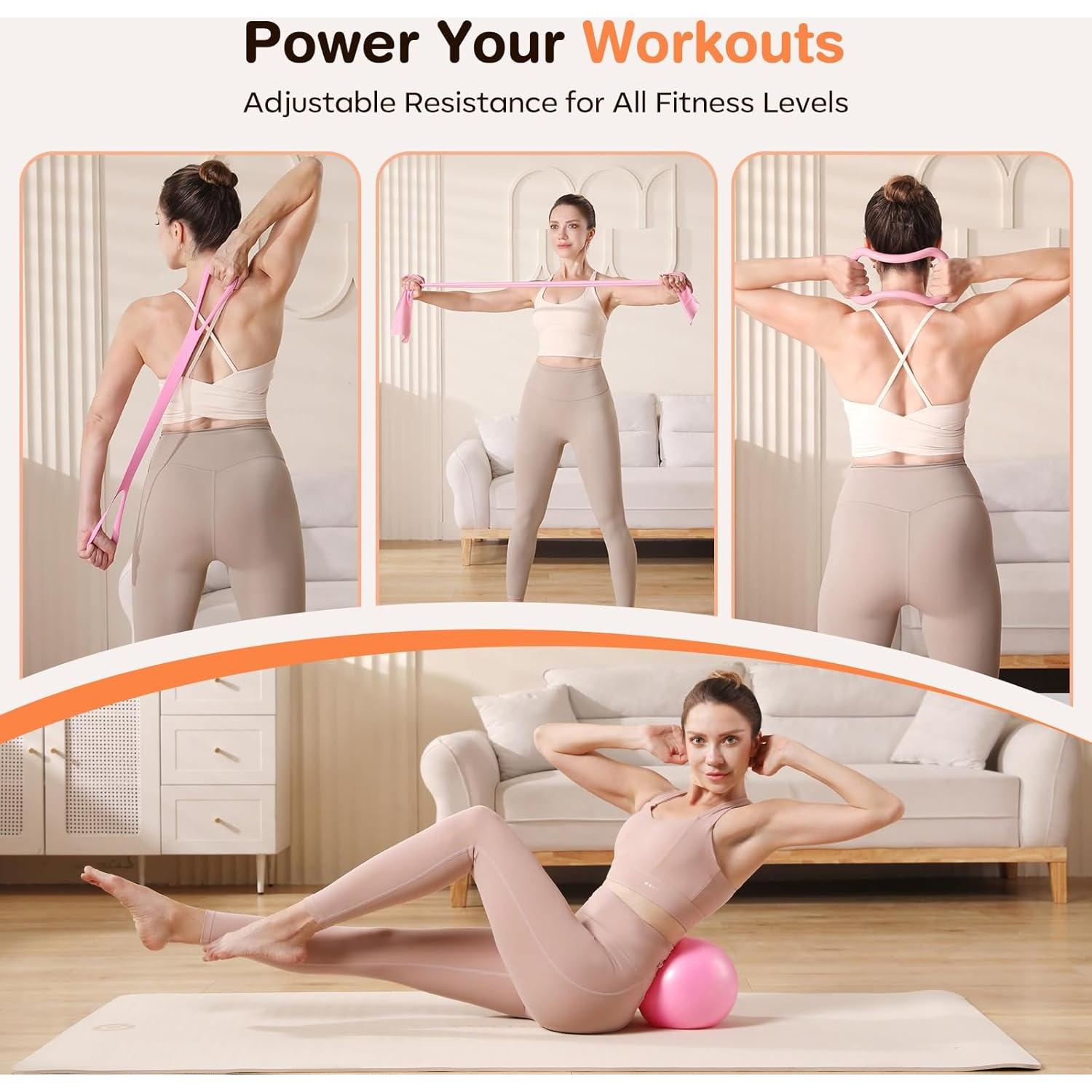 Kit de Pilates 13 Piezas Vanlgs - Anillo 33 cm, Bola 25 cm, Bandas