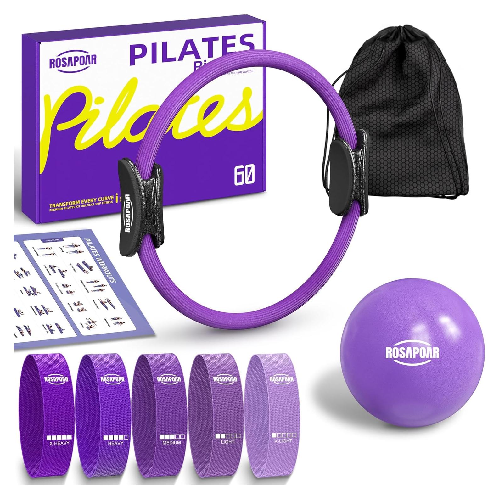 Kit de Pilates ROSAPOAR: Anillo, Pelota y Bandas de Resistencia