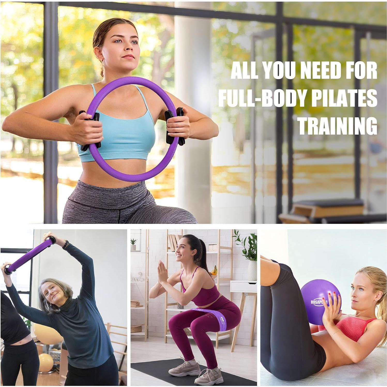 Kit de Pilates ROSAPOAR: Anillo, Pelota y Bandas de Resistencia