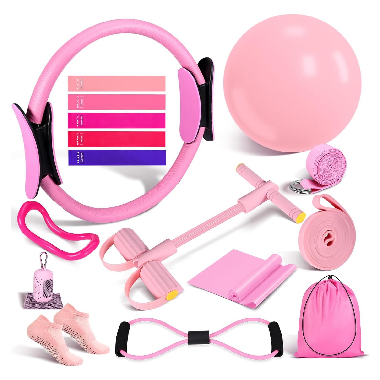 Kit de Pilates Rosa laapee 15 Piezas para Mujeres
