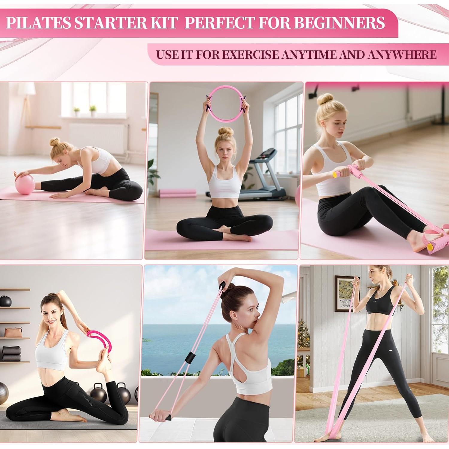 Kit de Pilates Rosa laapee 15 Piezas para Mujeres