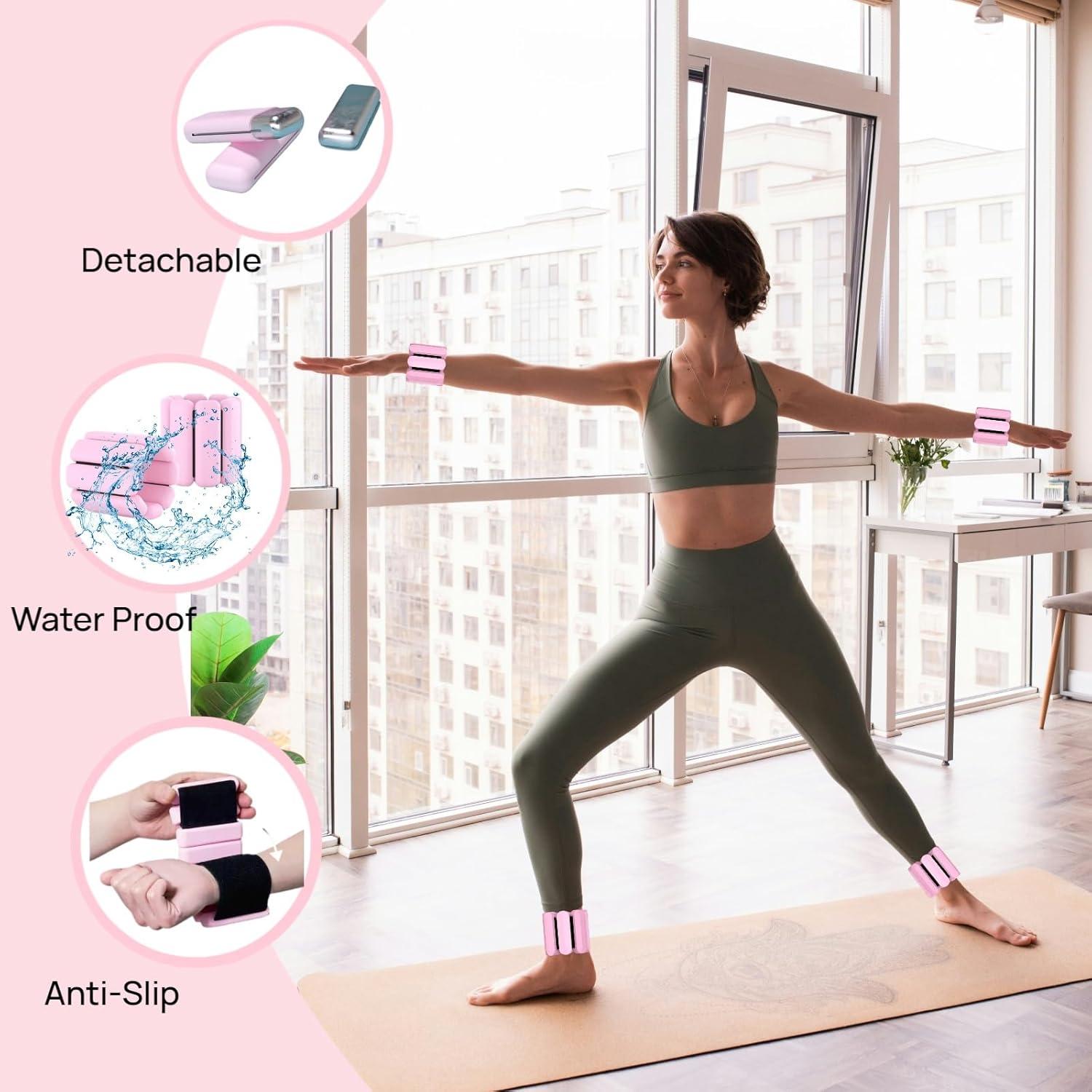 Kit de Pilates VNNYEOZ Rosa - Anillo, Pelota, Pesas y Bandas
