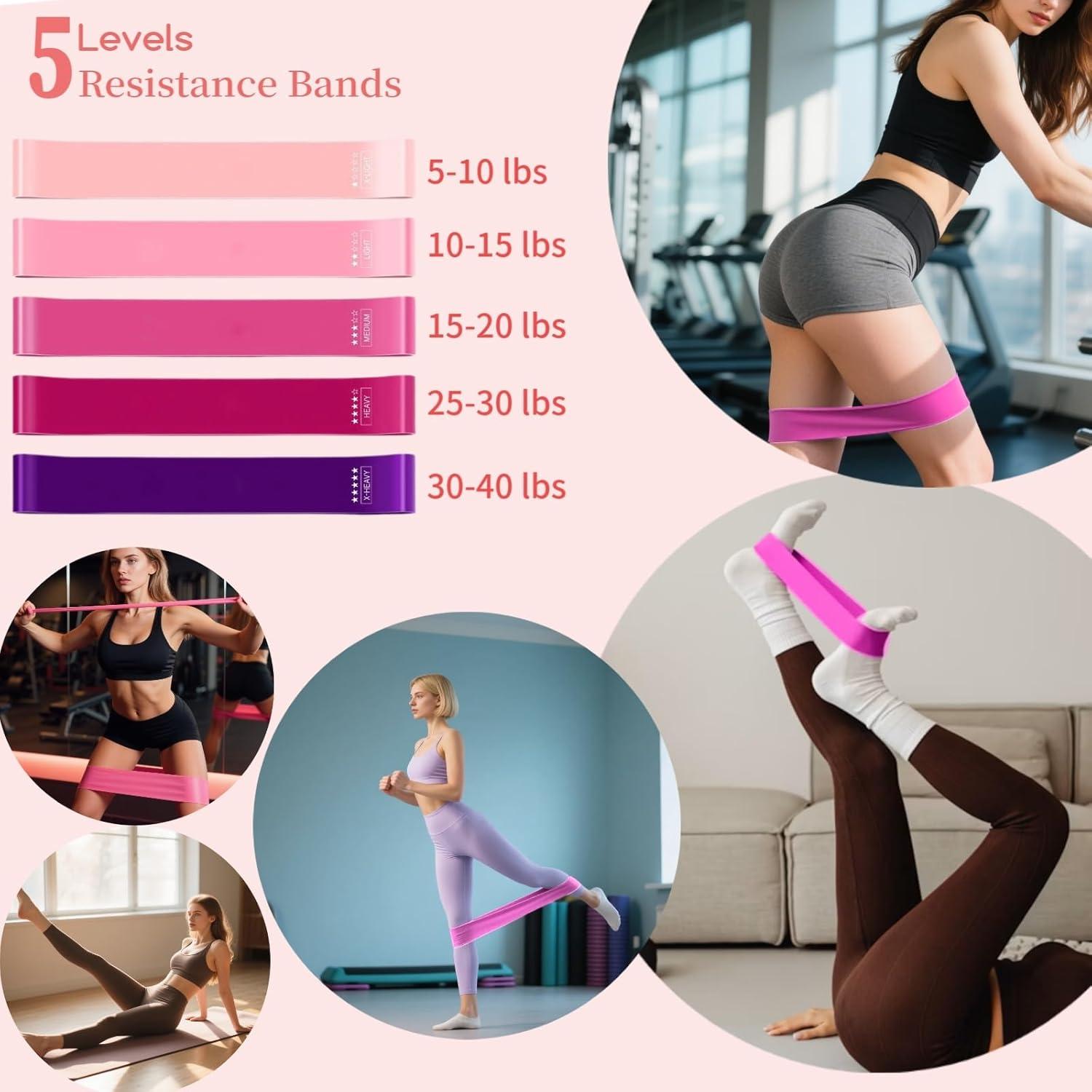 Kit de Pilates VNNYEOZ Rosa - Anillo, Pelota, Pesas y Bandas