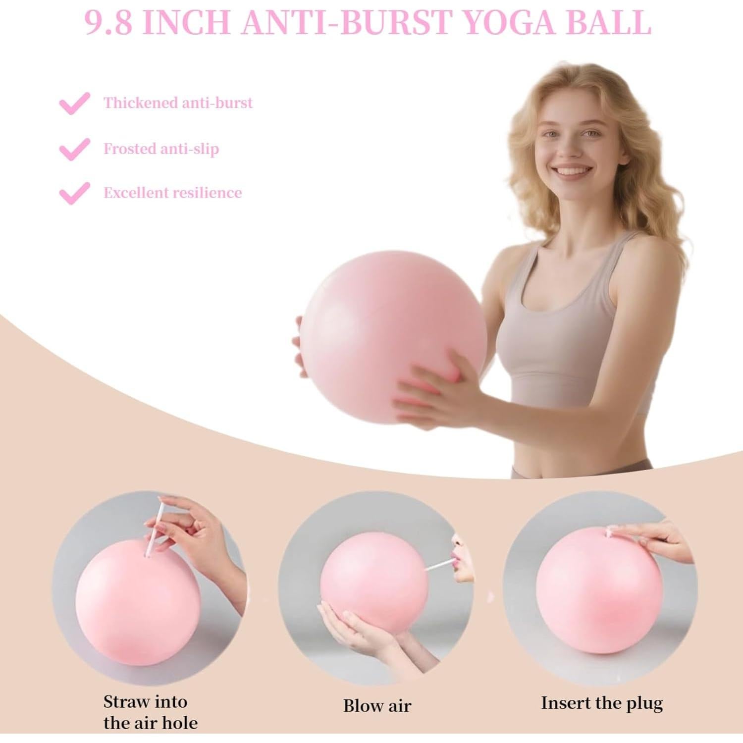 Kit de Pilates VNNYEOZ Rosa - Anillo, Pelota, Pesas y Bandas