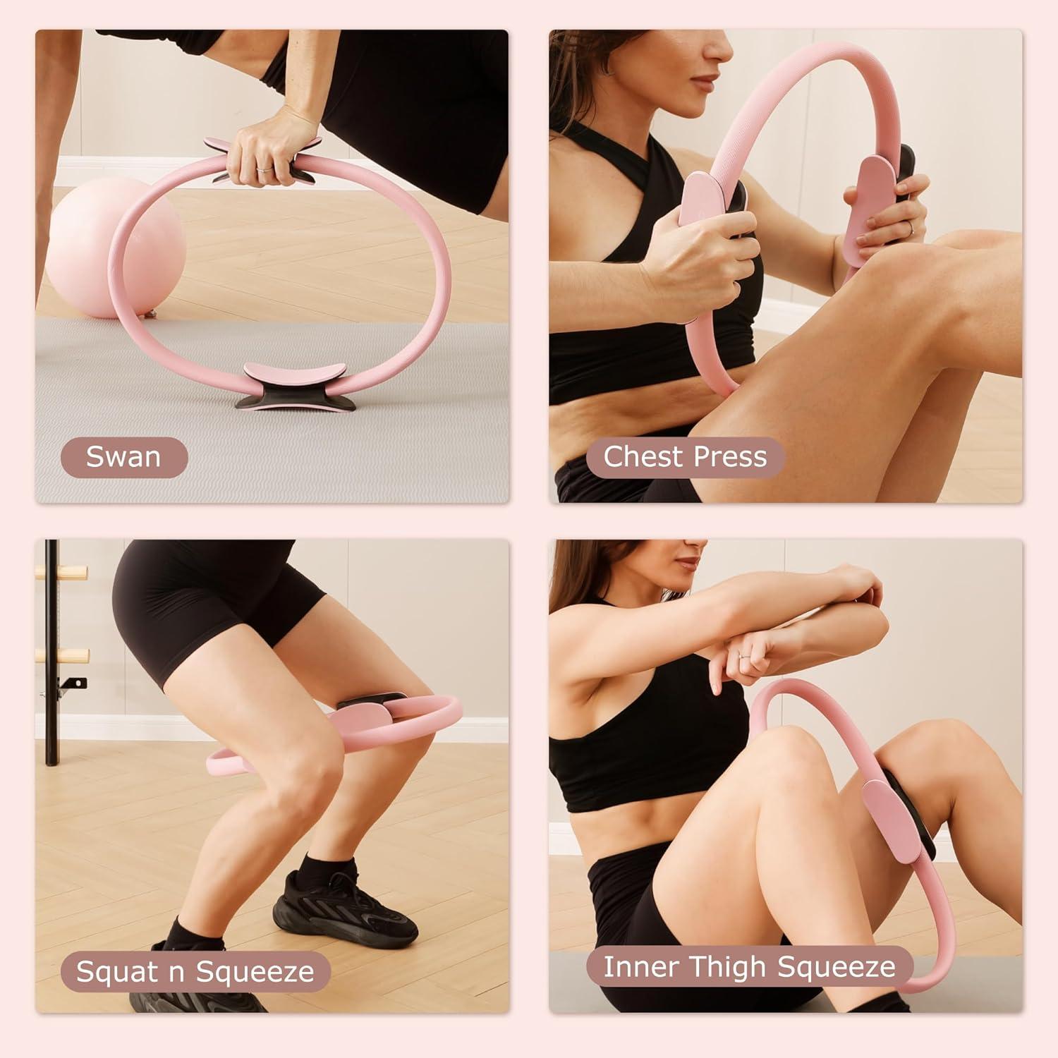 Kit de Pilates GymYard: Anillo 38 cm, Mini Bola 21.6 cm y 3 Bandas