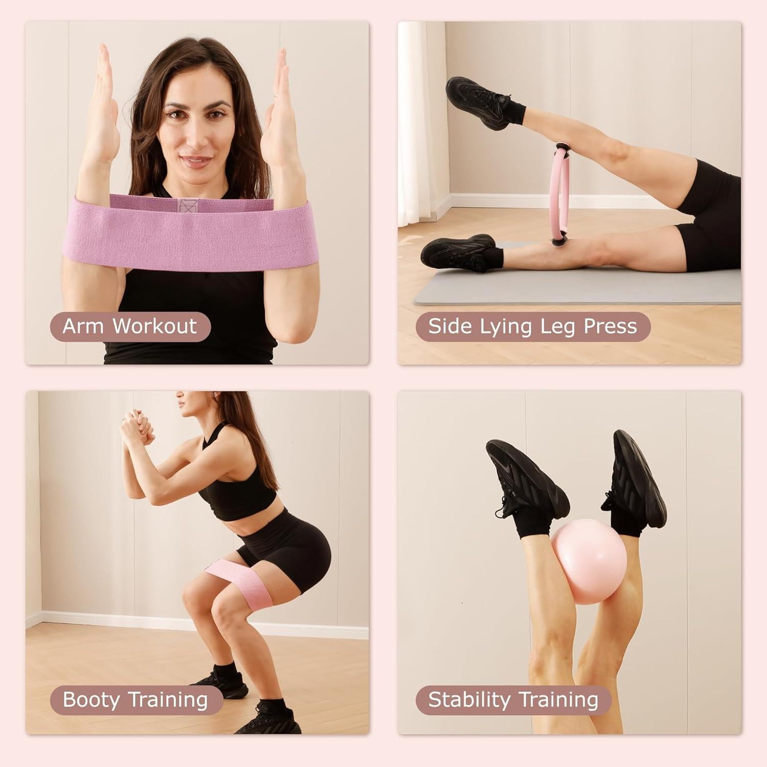 Kit de Pilates GymYard: Anillo 38 cm, Mini Bola 21.6 cm y 3 Bandas