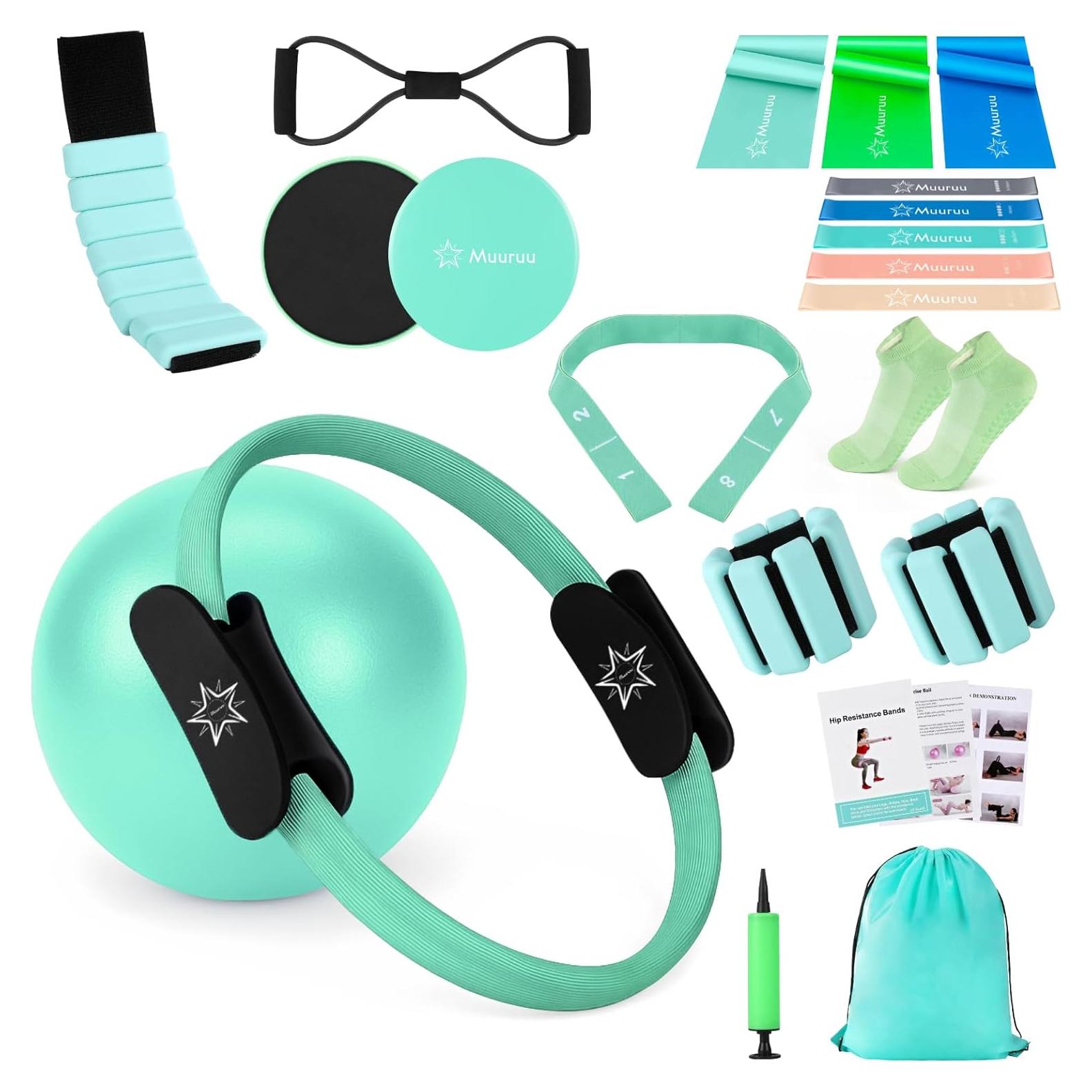 Kit de Pilates Muuruu con Anillo 35.56 cm y Pesas 0.45 kg