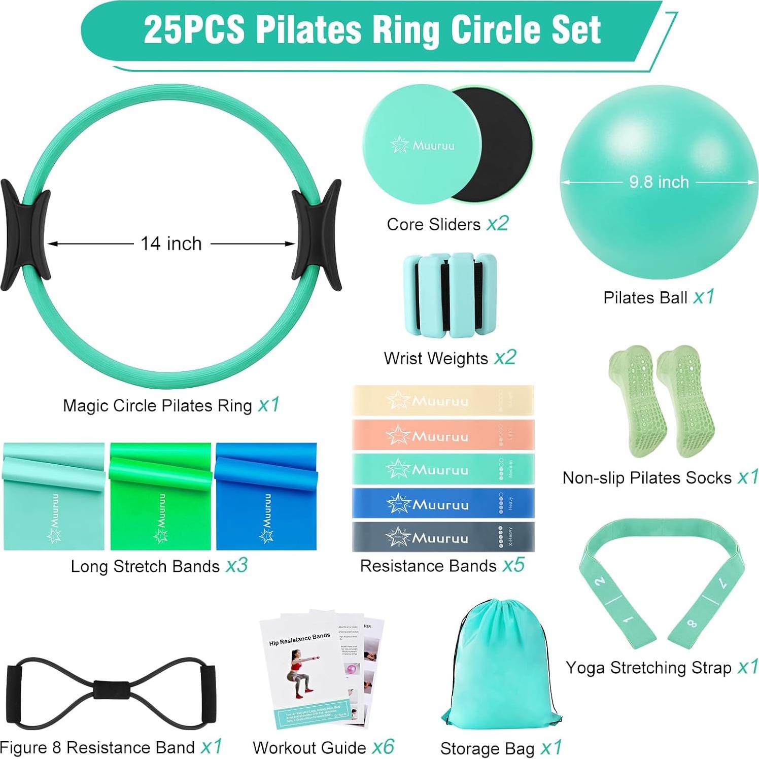 Kit de Pilates Muuruu con Anillo 35.56 cm y Pesas 0.45 kg