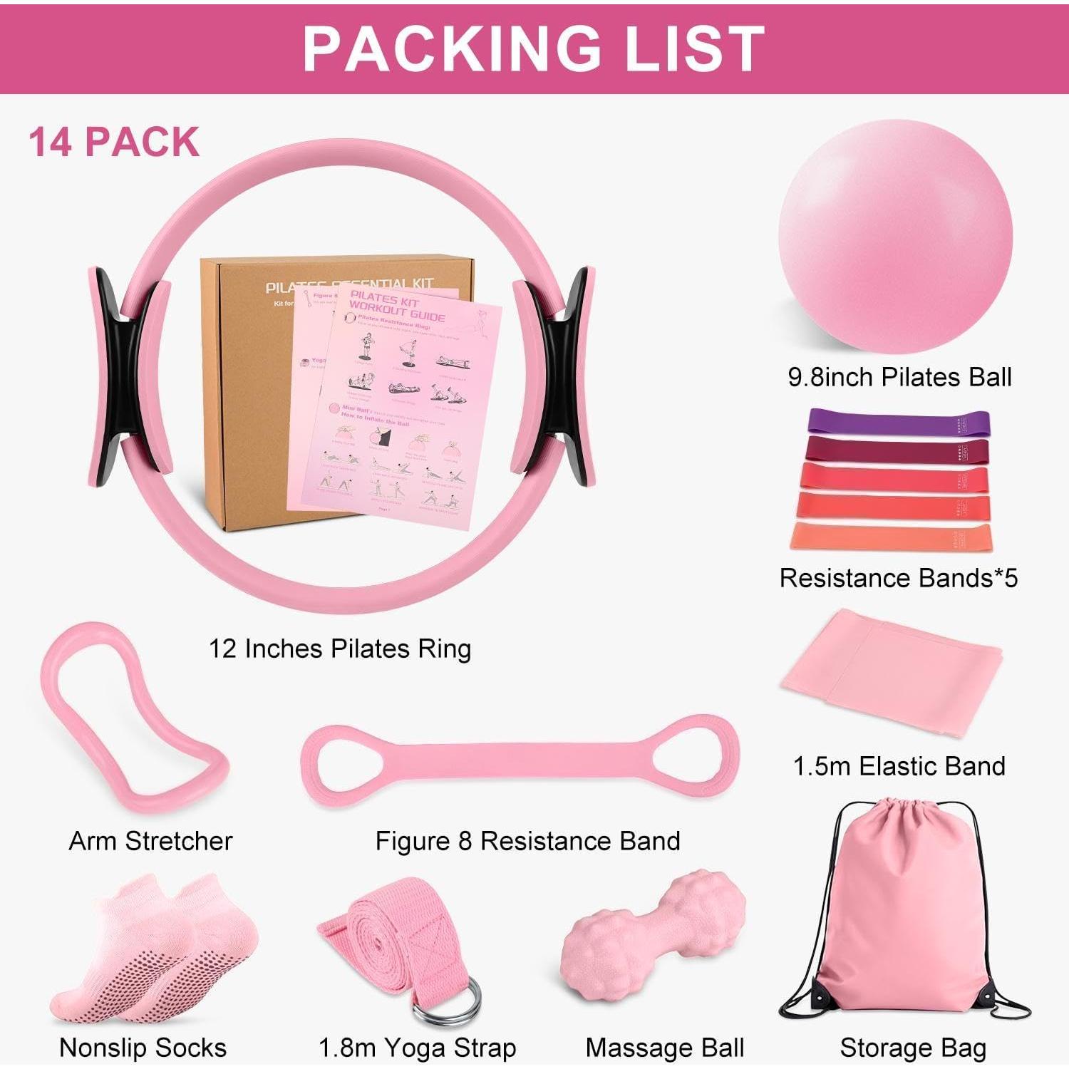 Kit de Pilates NITMTYOU QC001P - 14 Accesorios para Entrenamiento en Casa