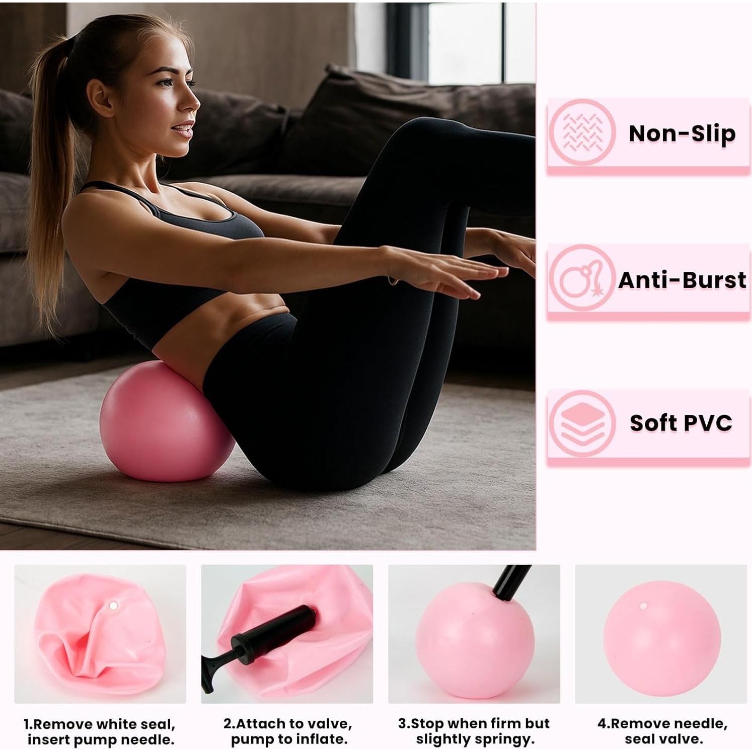 Kit de Pilates TREKONPEAK Rosa - 8 Piezas, Esterilla y Bandas