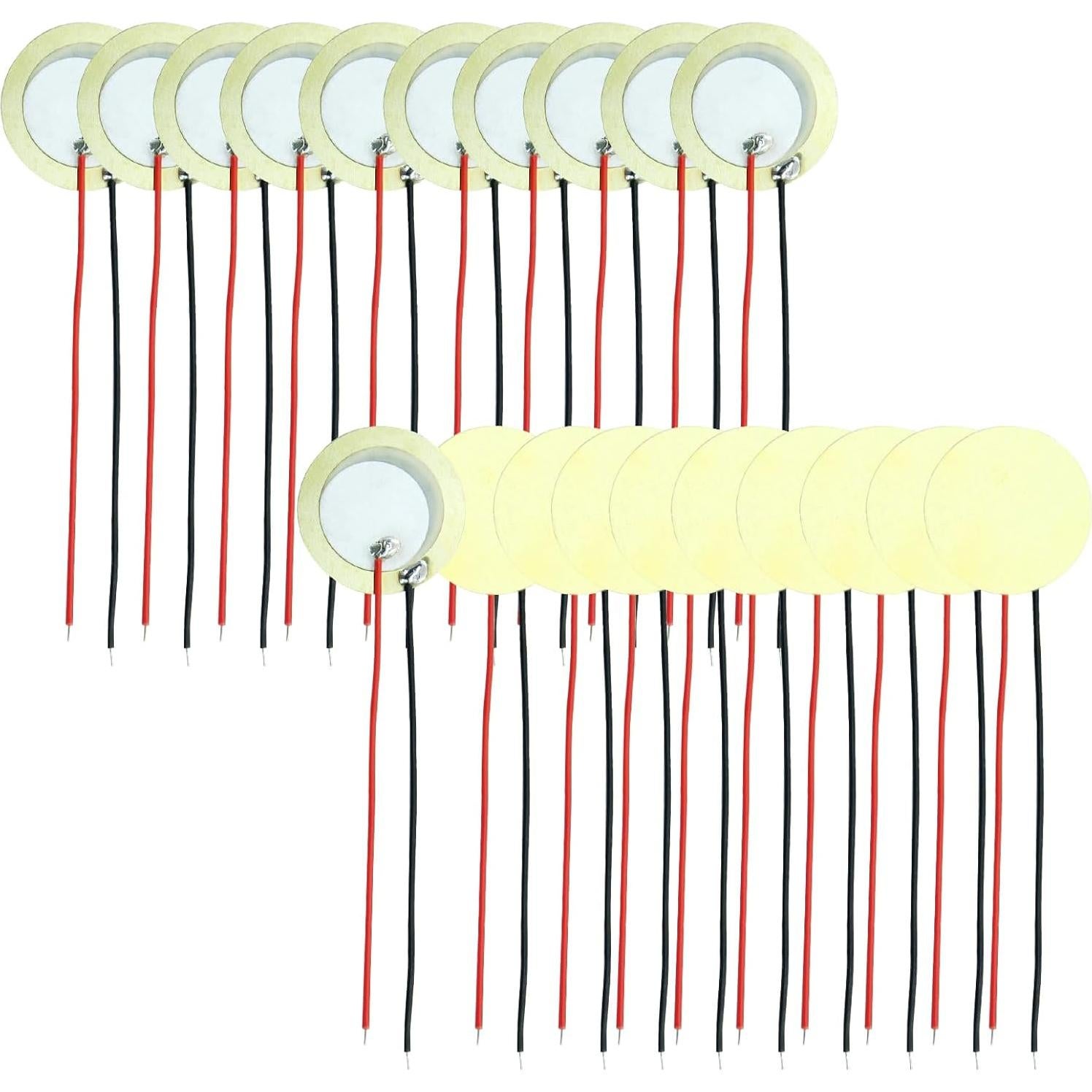 20 Discos Piezoeléctricos 20mm Zorfeter con Cables de 10cm
