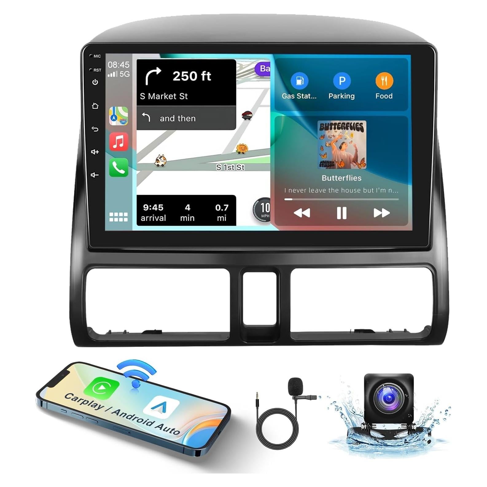Estéreo de Coche Podofo para Honda CRV 2002-2006, 9" HD, CarPlay/Android Auto, GPS, Bluetooth