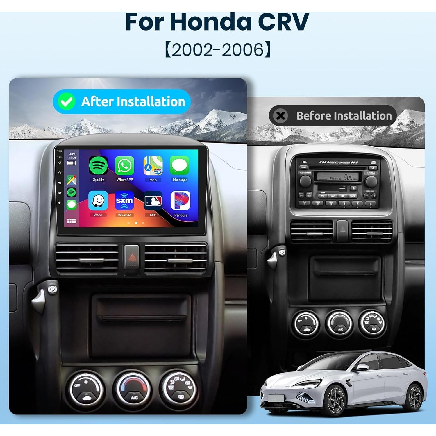 Estéreo de Coche Podofo para Honda CRV 2002-2006, 9" HD, CarPlay/Android Auto, GPS, Bluetooth