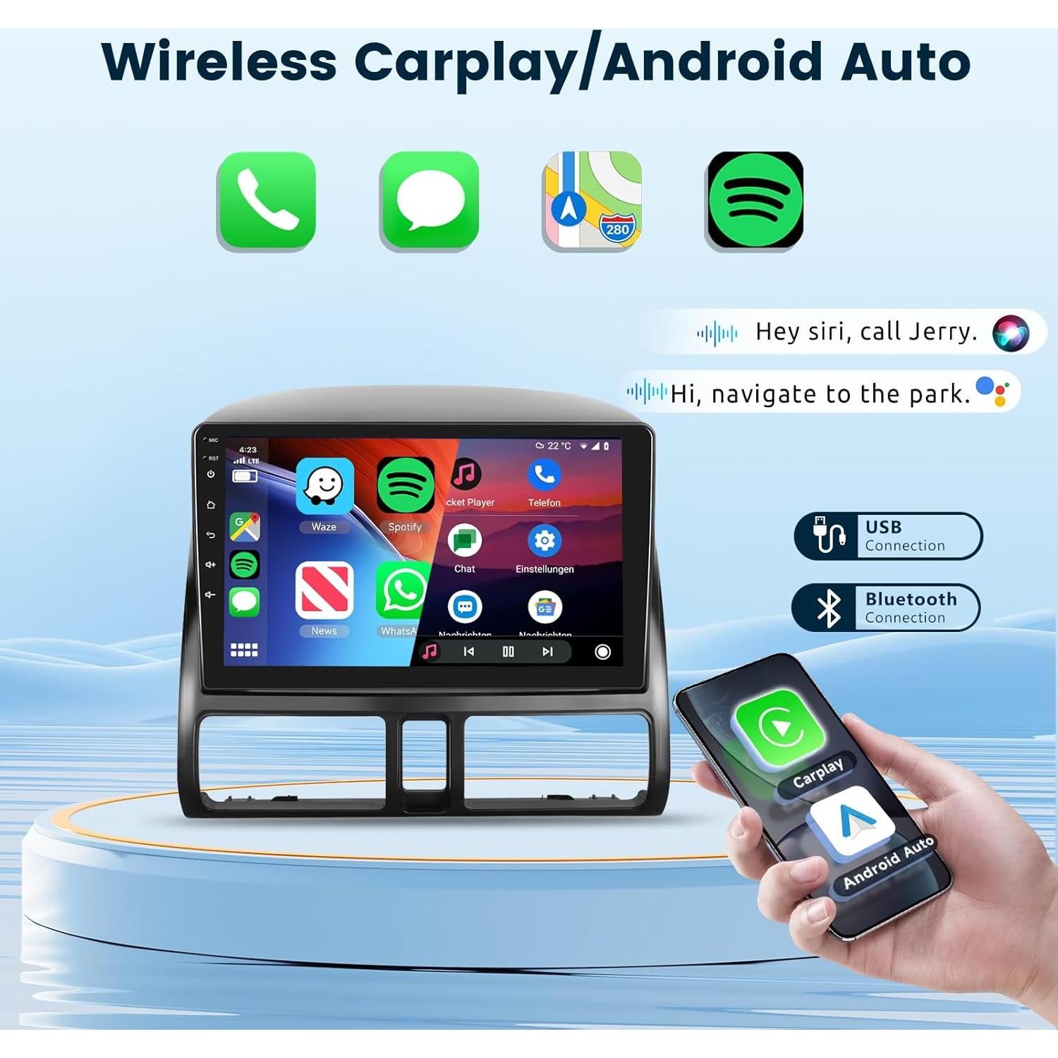 Estéreo de Coche Podofo para Honda CRV 2002-2006, 9" HD, CarPlay/Android Auto, GPS, Bluetooth