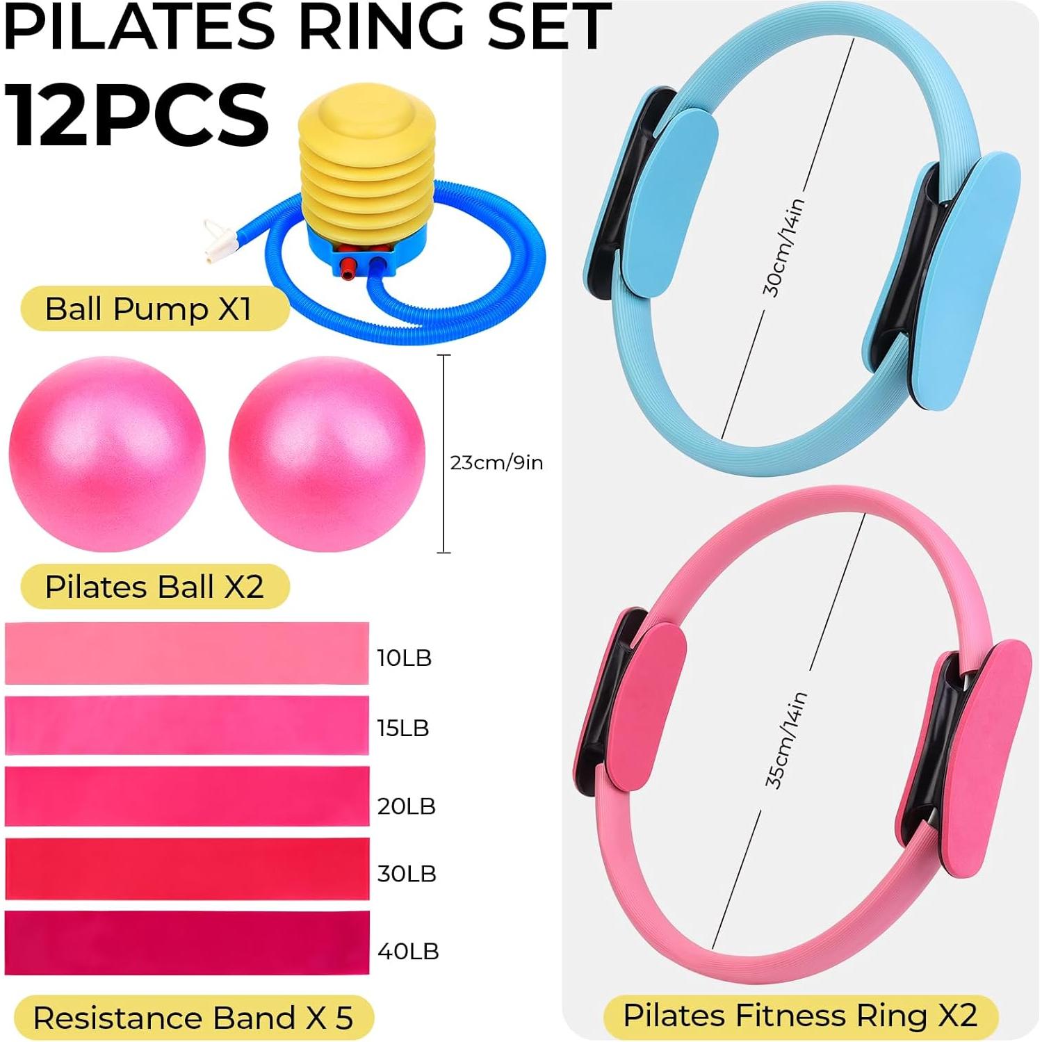 Conjunto de Pilates AFOROEOA: Anillo, Pelotas y Bandas 5 Niveles