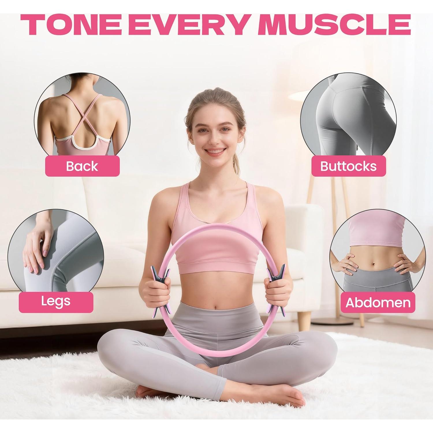 Kit de Pilates 16 Piezas Tongdayi para Mujeres - Anillos, Bandas y Pelota