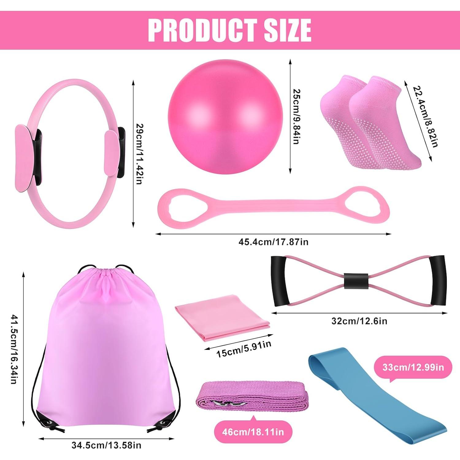 Kit de Pilates STORRVOL 21 Piezas Rosa - Anillos, Bandas y Más