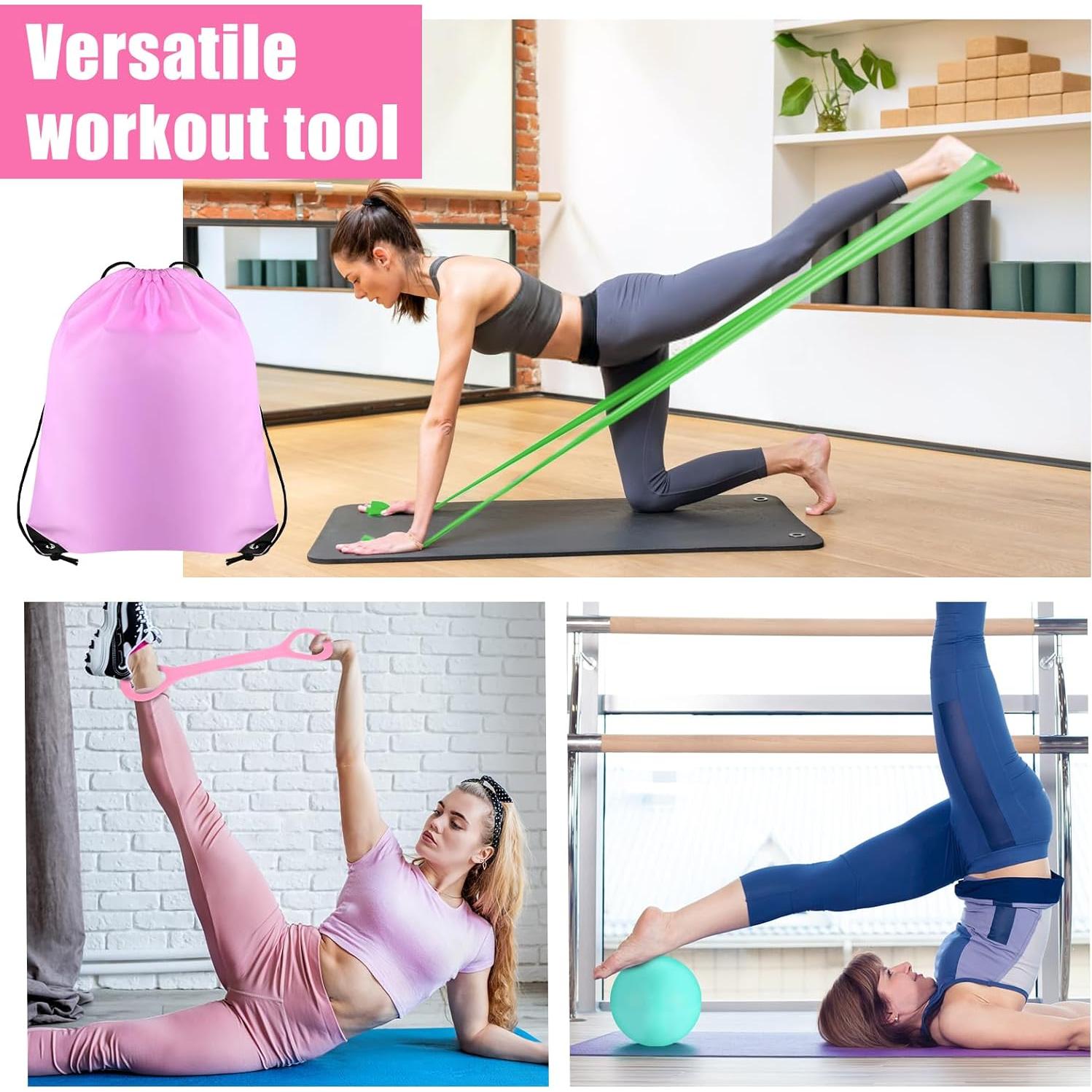 Kit de Pilates STORRVOL 21 Piezas Rosa - Anillos, Bandas y Más