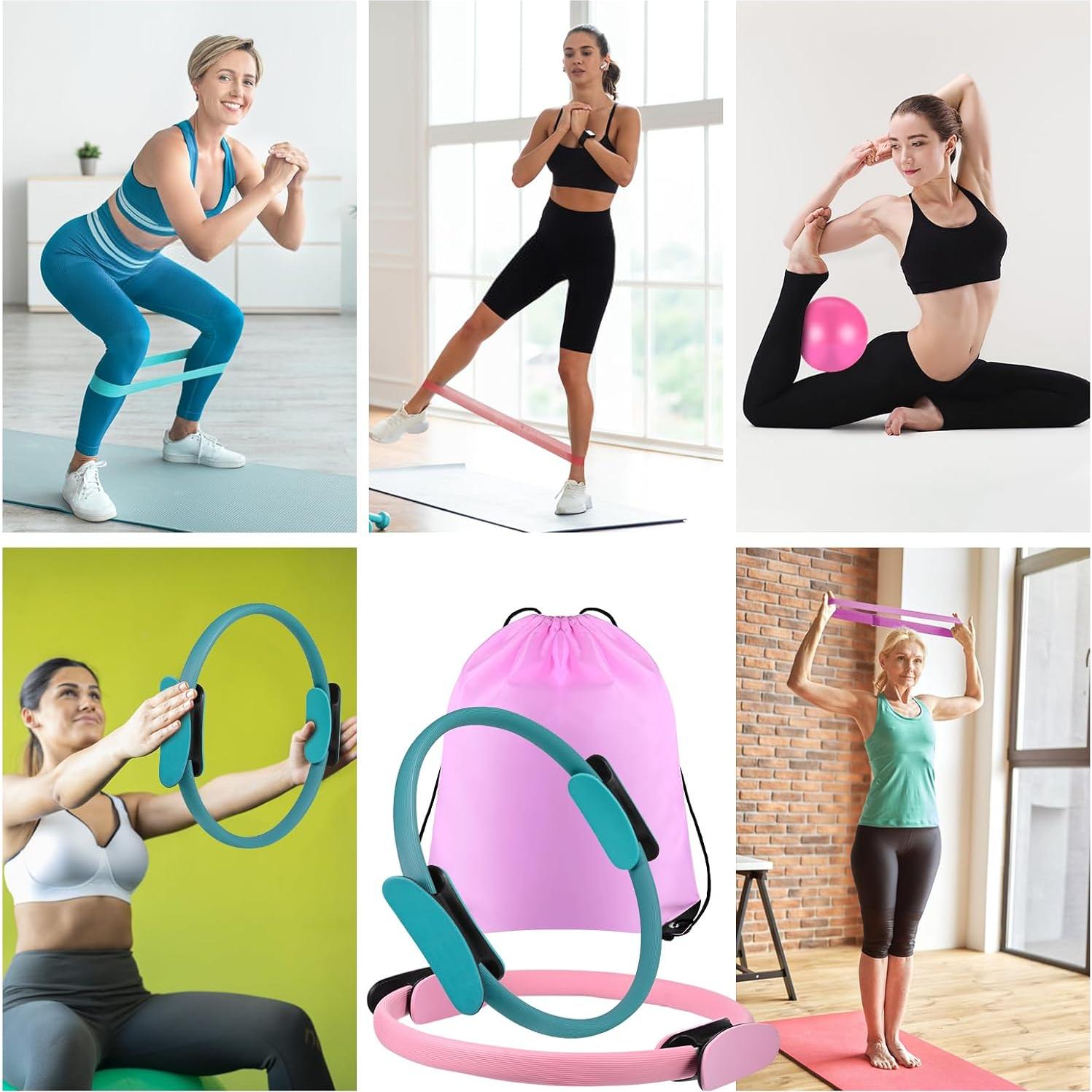 Kit de Pilates STORRVOL 21 Piezas Rosa - Anillos, Bandas y Más
