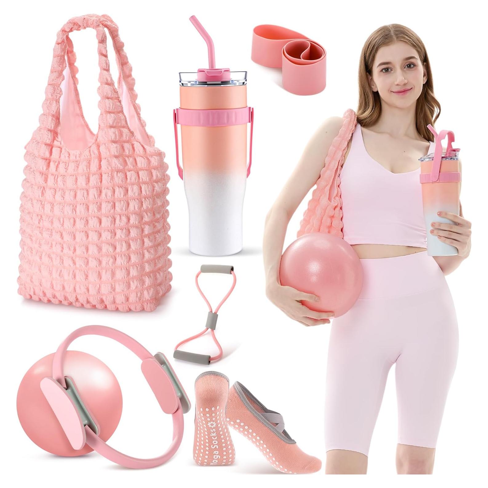 Kit de Pilates Poen 7 Pcs Rosa para Entrenamiento en Casa