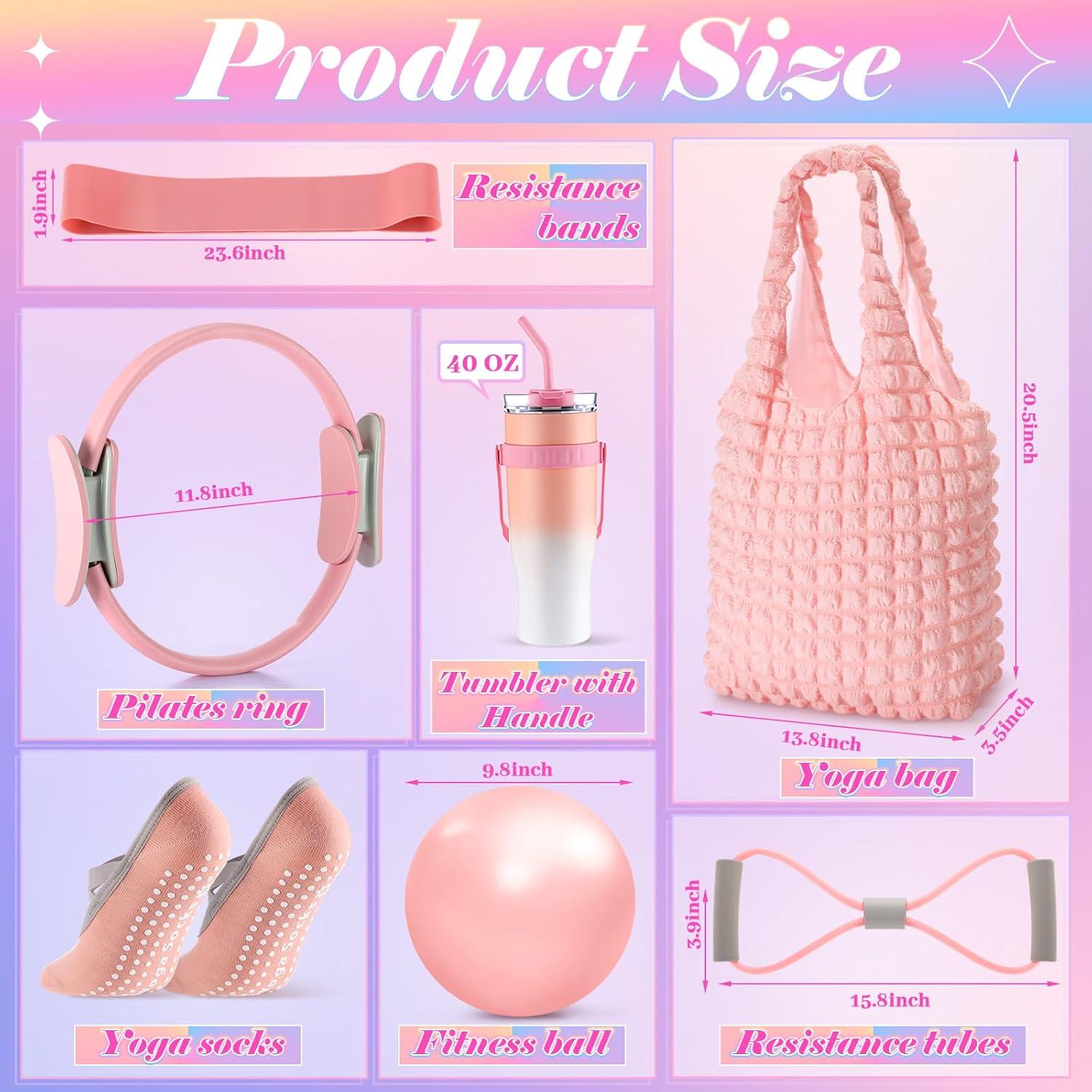 Kit de Pilates Poen 7 Pcs Rosa para Entrenamiento en Casa
