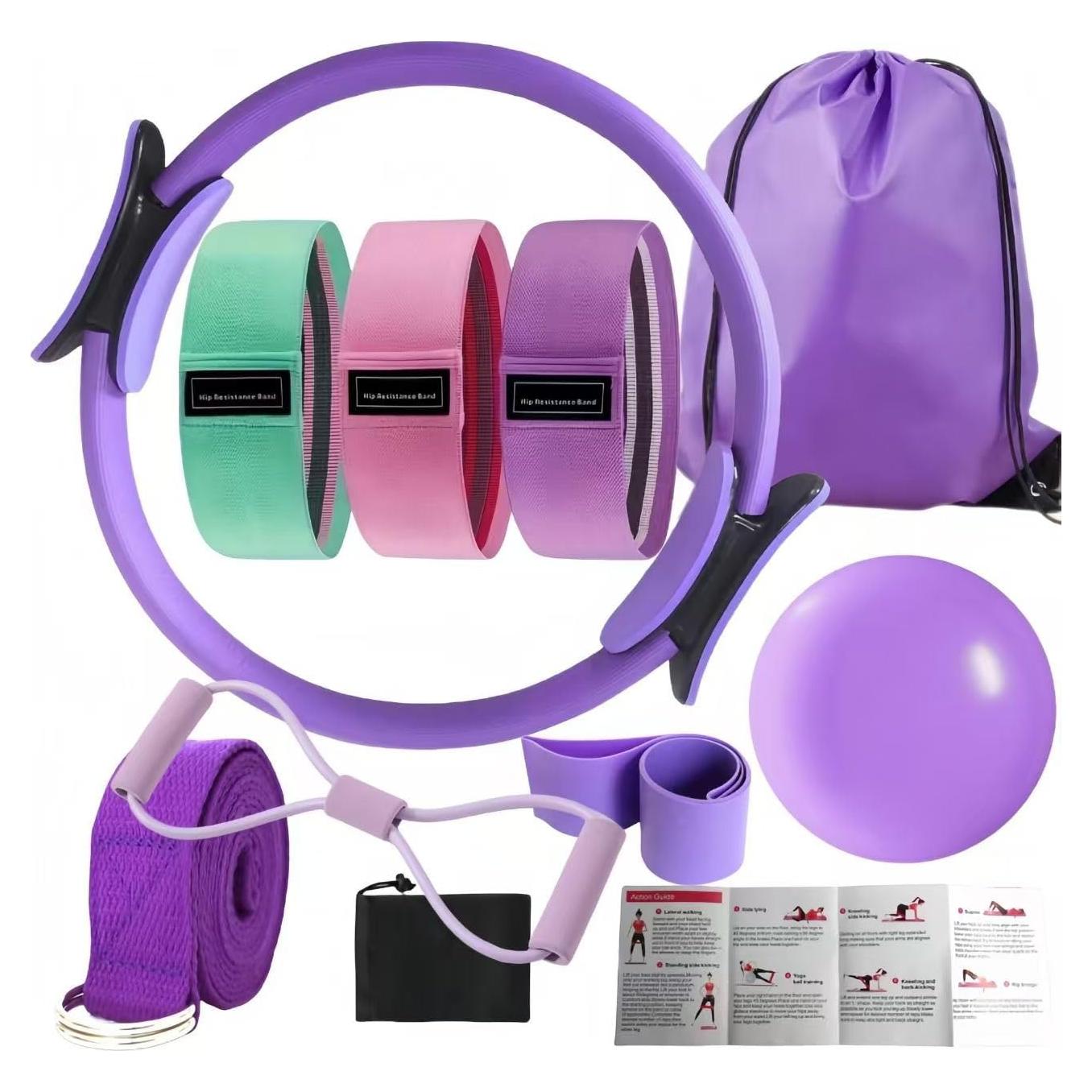 Kit de Pilates Yizocok con Anillo, Bandas y Pelota - 0.95 kg