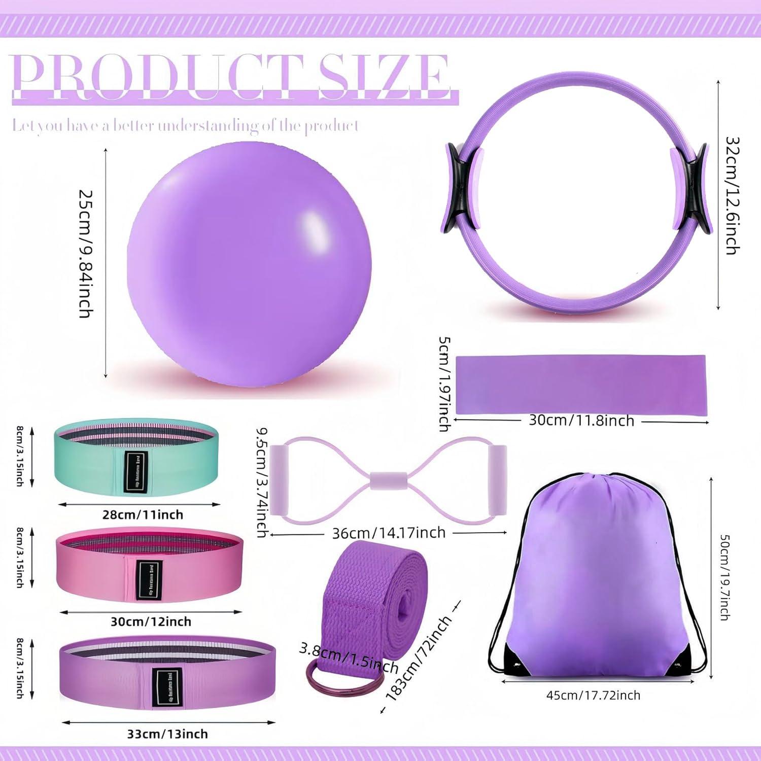 Kit de Pilates Yizocok con Anillo, Bandas y Pelota - 0.95 kg