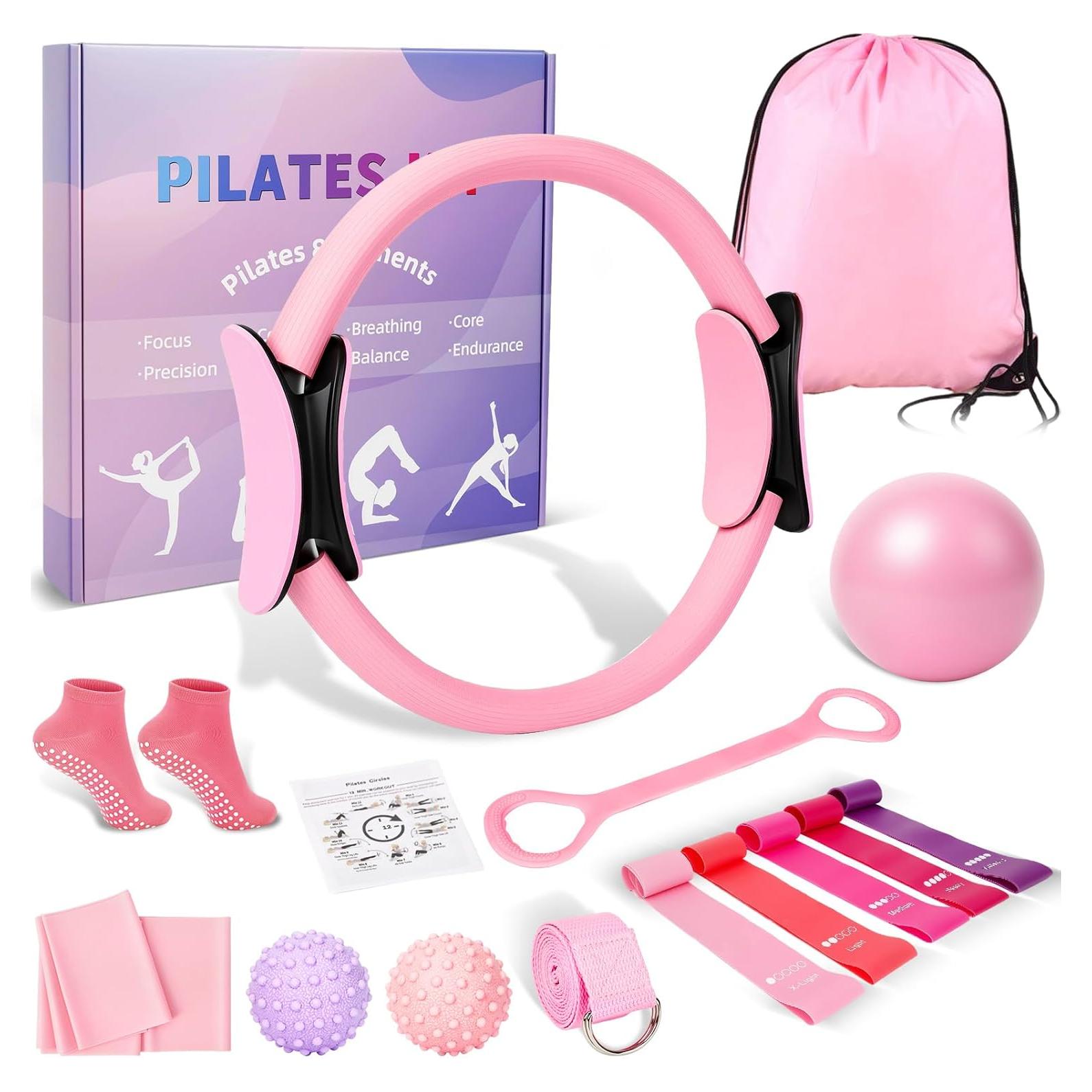 Kit de Pilates BYYNNE para Mujeres - 14 Piezas con Anillo y Pelota