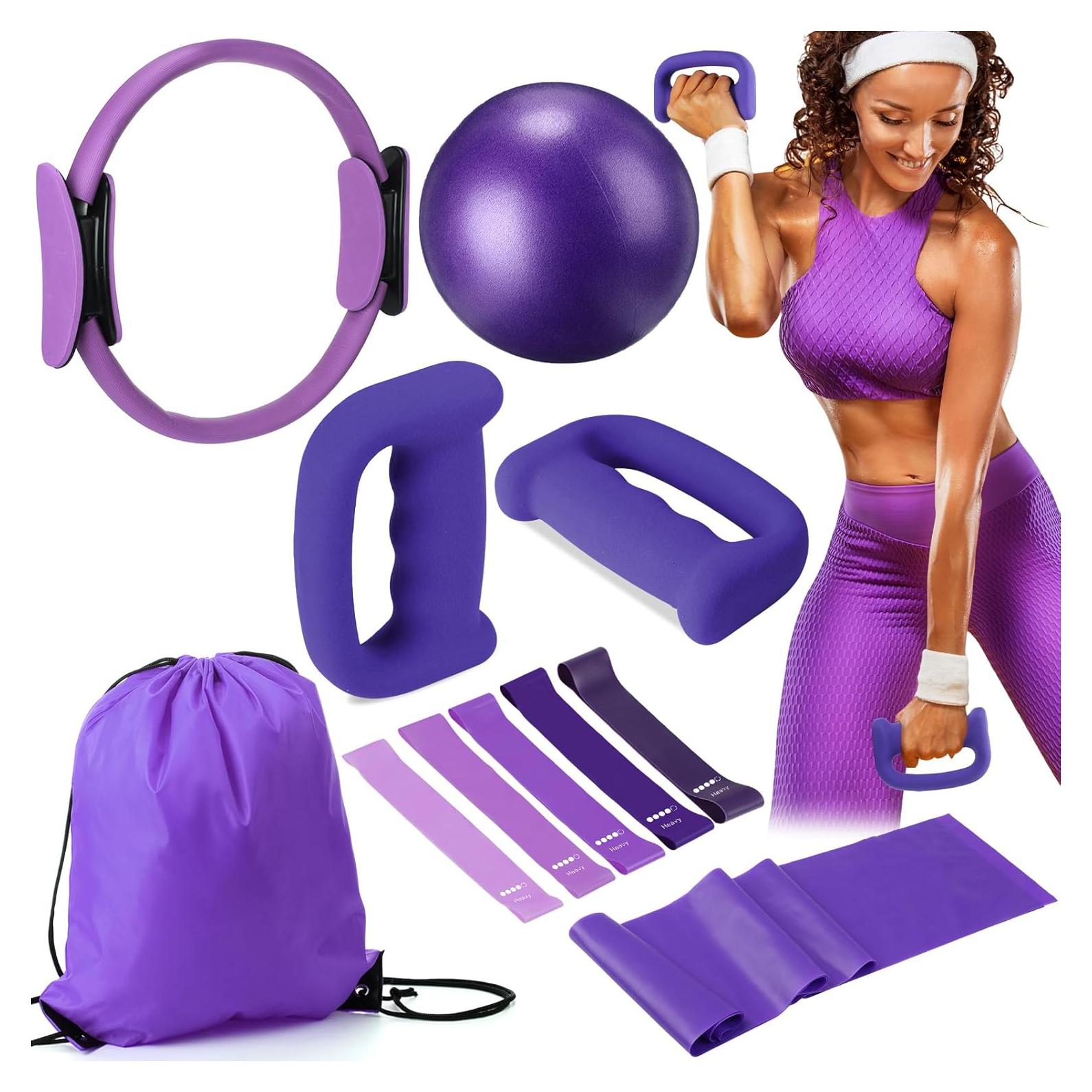 Conjunto de Pilates Poen 10 Piezas con Mancuernas y Bandas