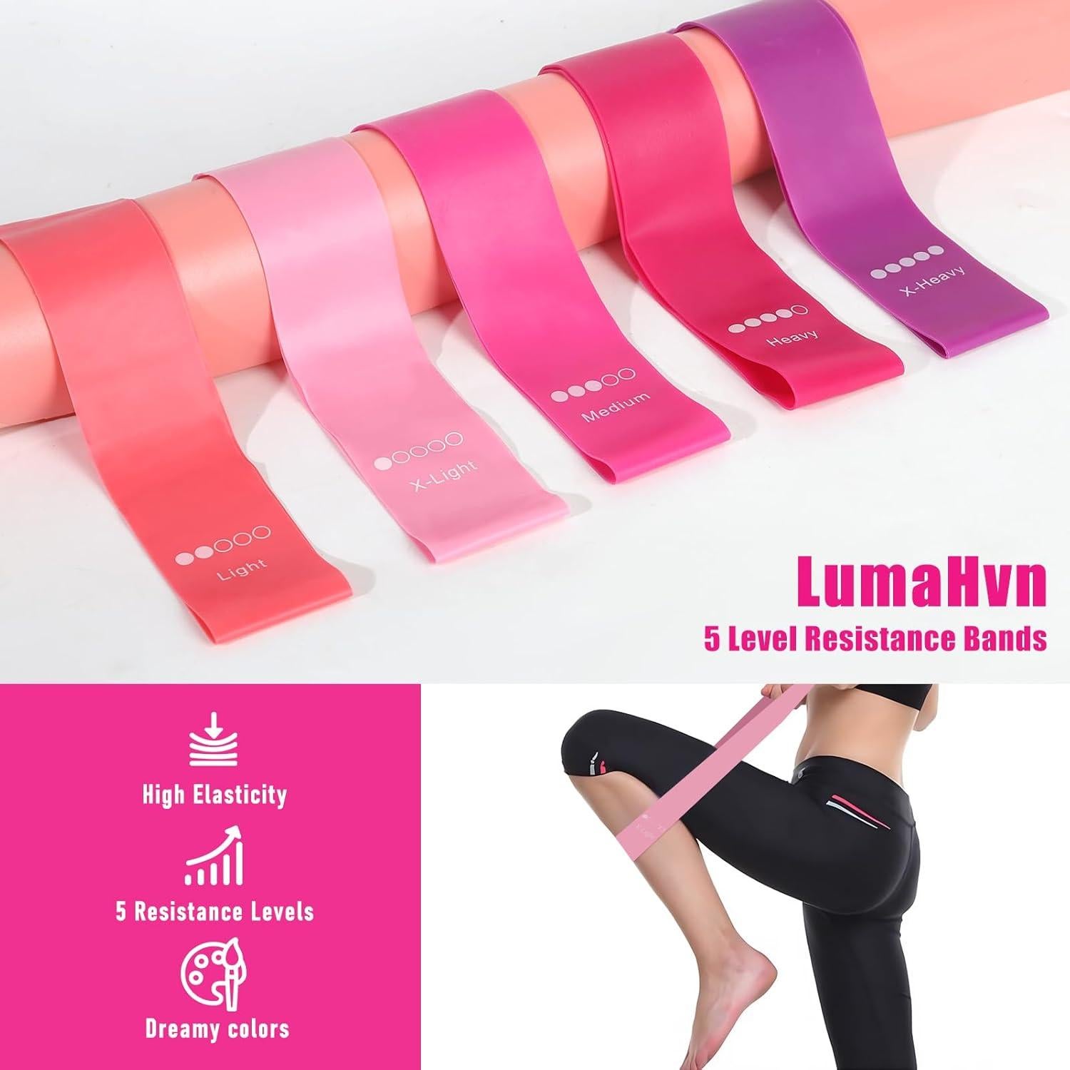 Kit de Pilates Rosa LumaHvn con Anillo y Pelotas para Ejercicio