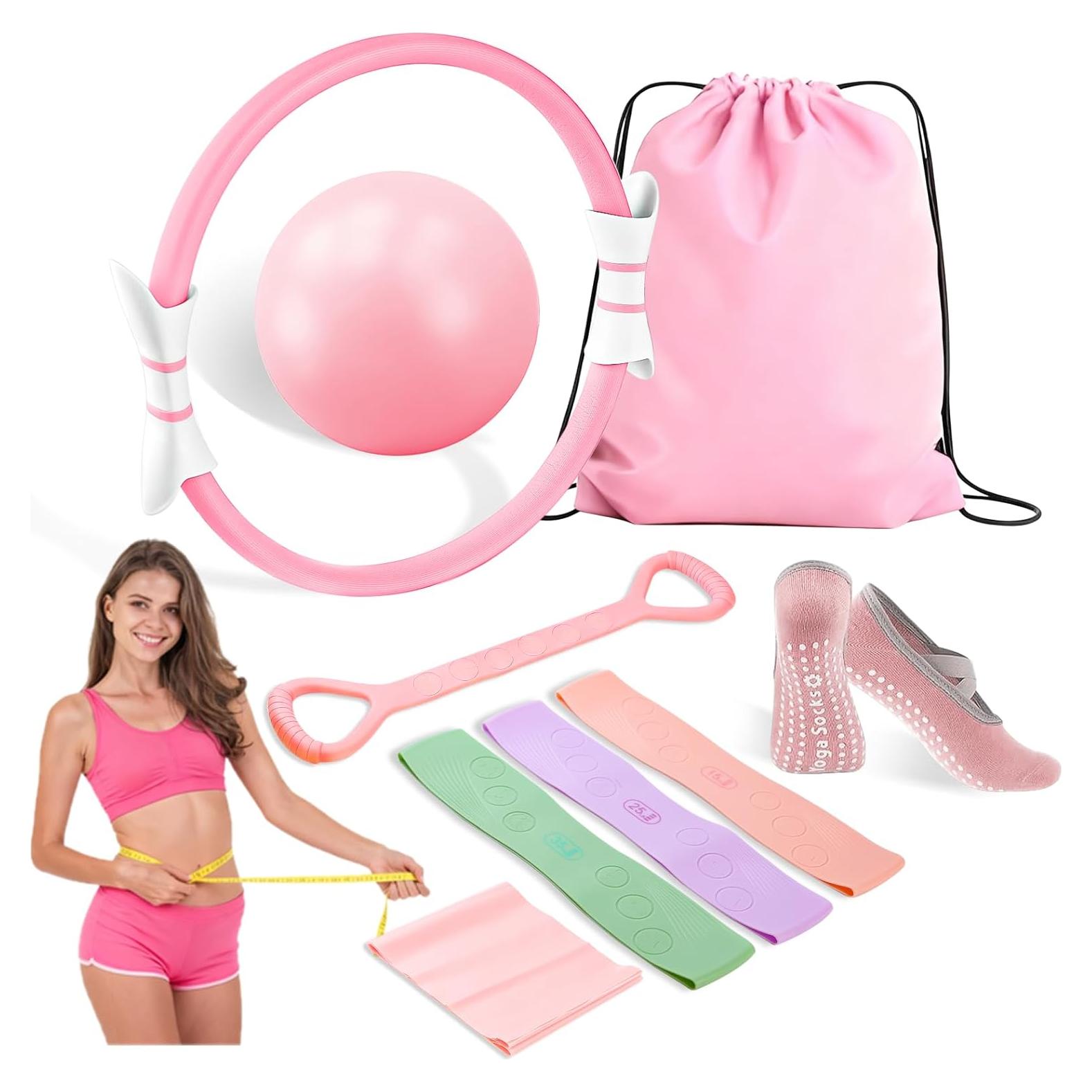 Kit de Pilates Luscinia Rosa - Anillo, Pelota y Bandas