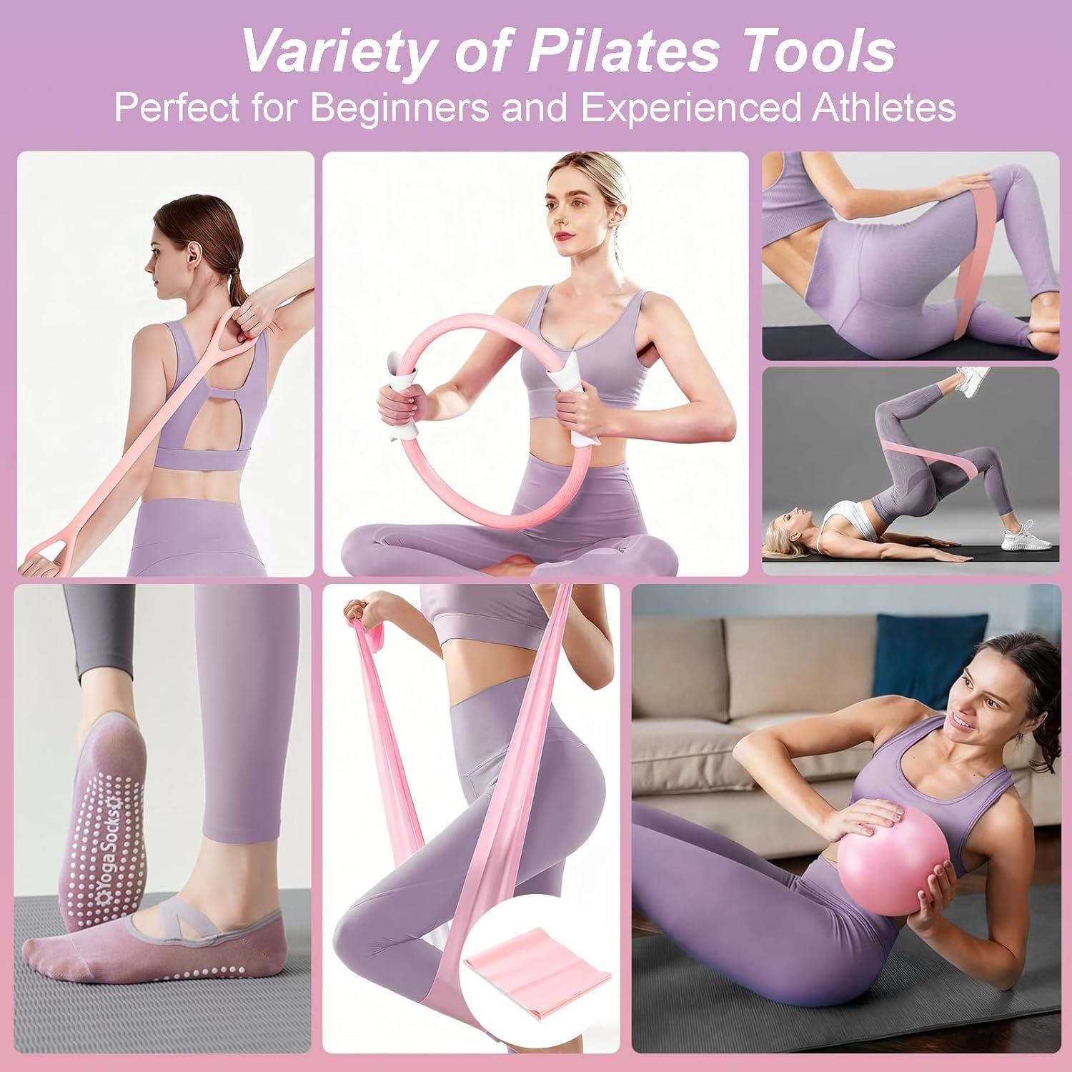Kit de Pilates Luscinia Rosa - Anillo, Pelota y Bandas