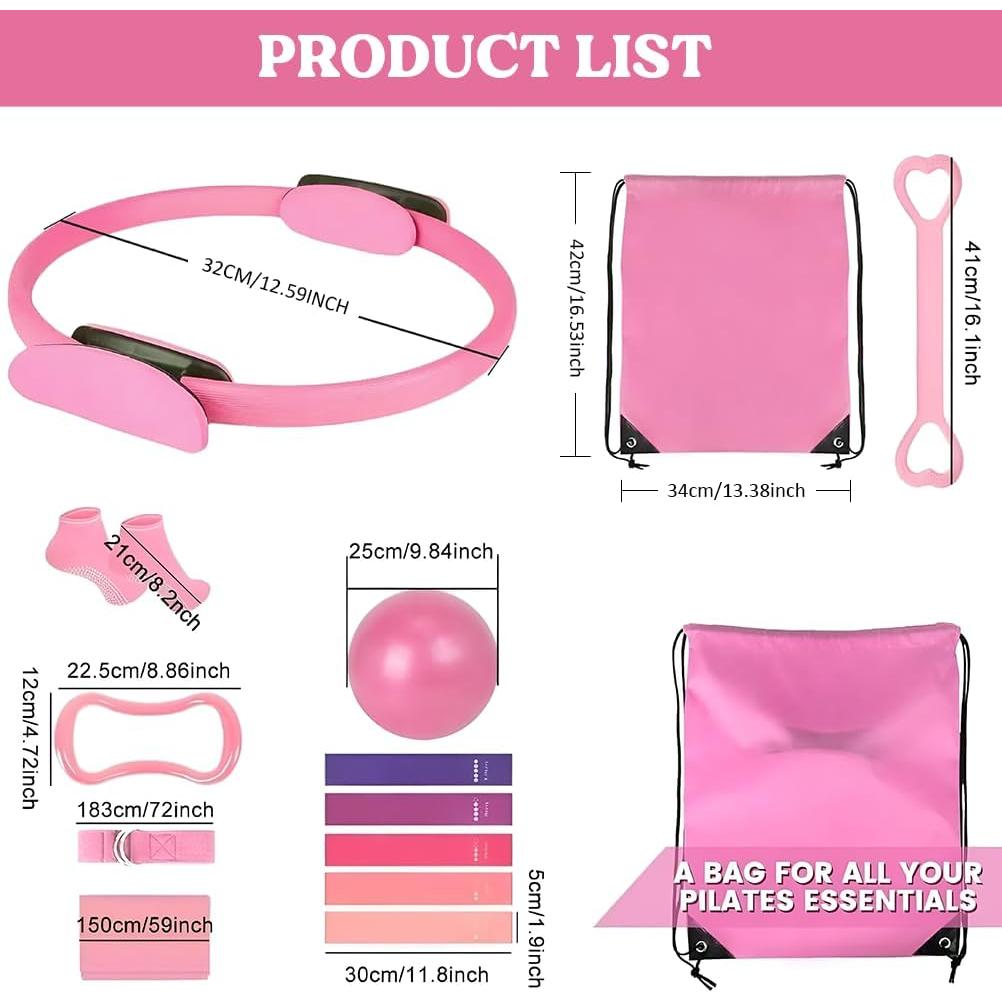 Kit de Pilates 13 Piezas Karltion - Anillo, Bandas y Pelota