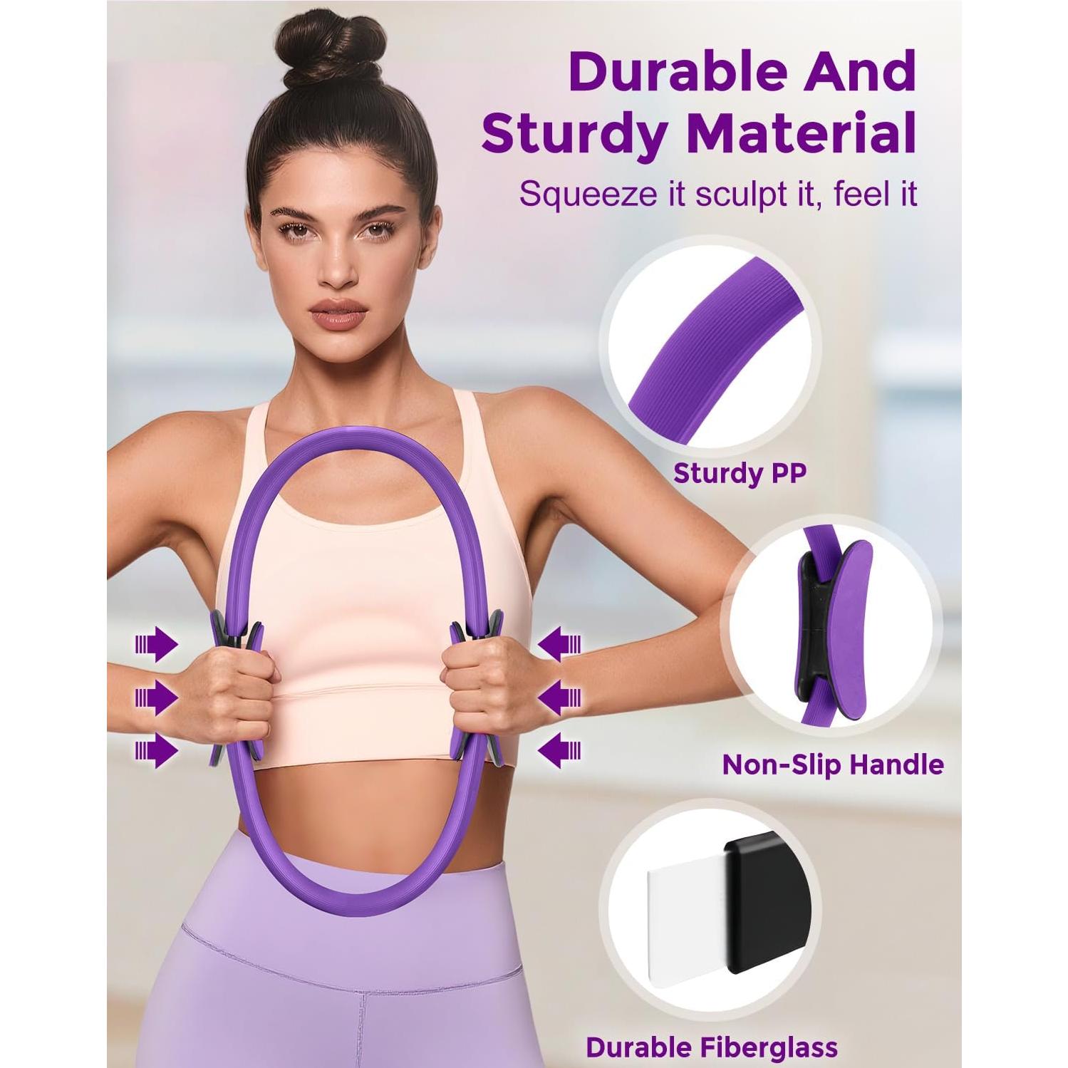 Kit de Pilates Leychves para Mujeres - 16 Piezas, Rosa/Púrpura