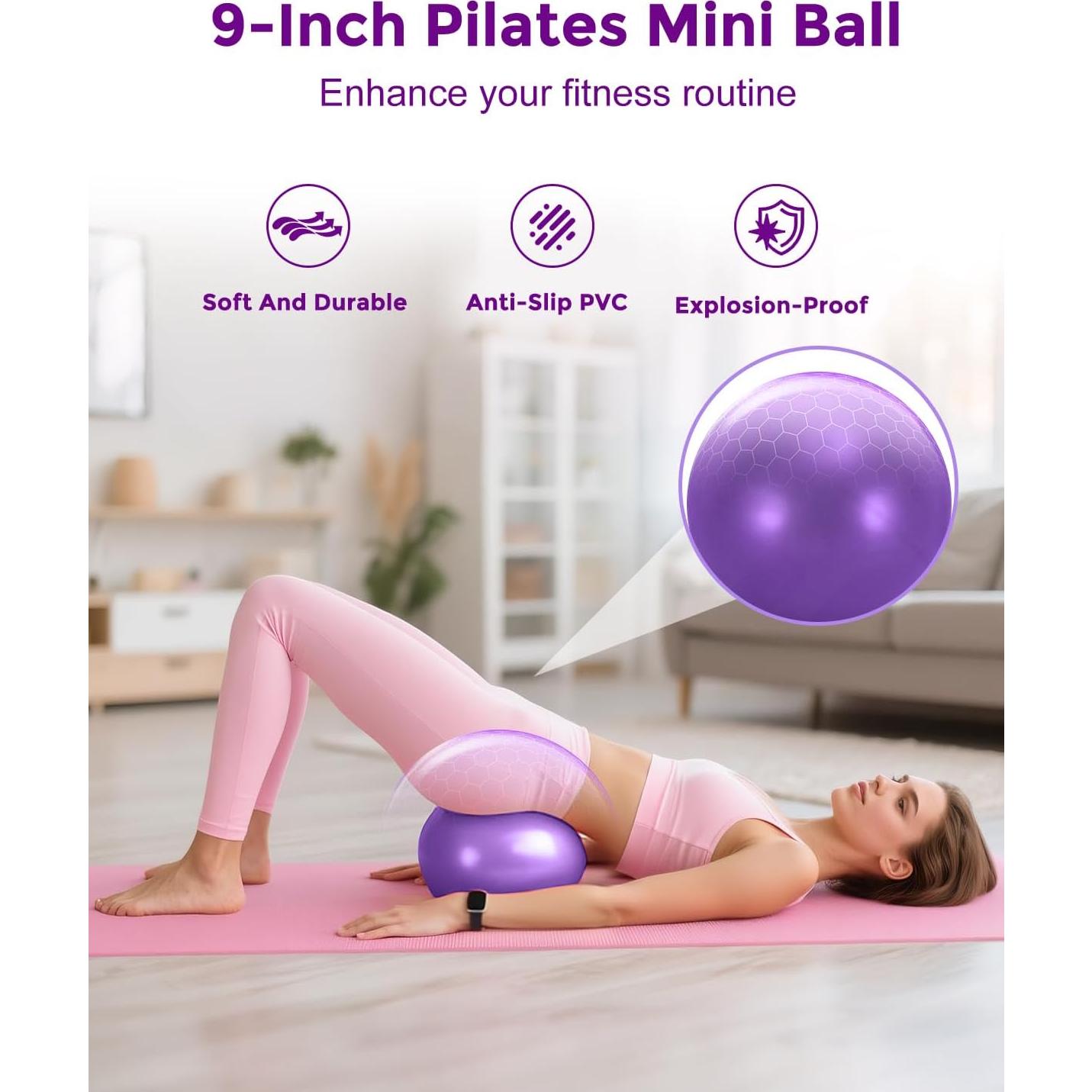 Kit de Pilates Leychves para Mujeres - 16 Piezas, Rosa/Púrpura