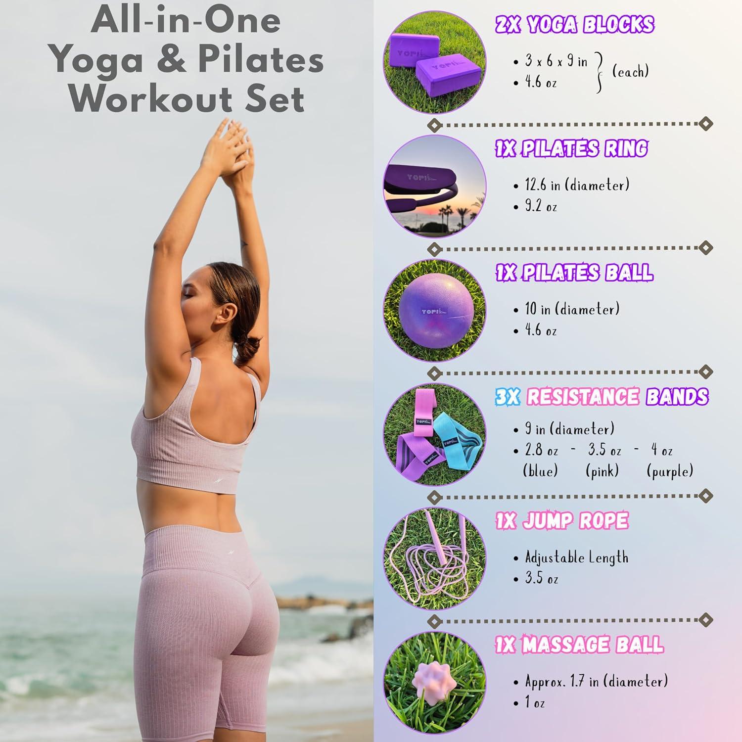 Kit de Yoga y Pilates Yopil 9 en 1 - Bloques, Anillo, Bandas y Más