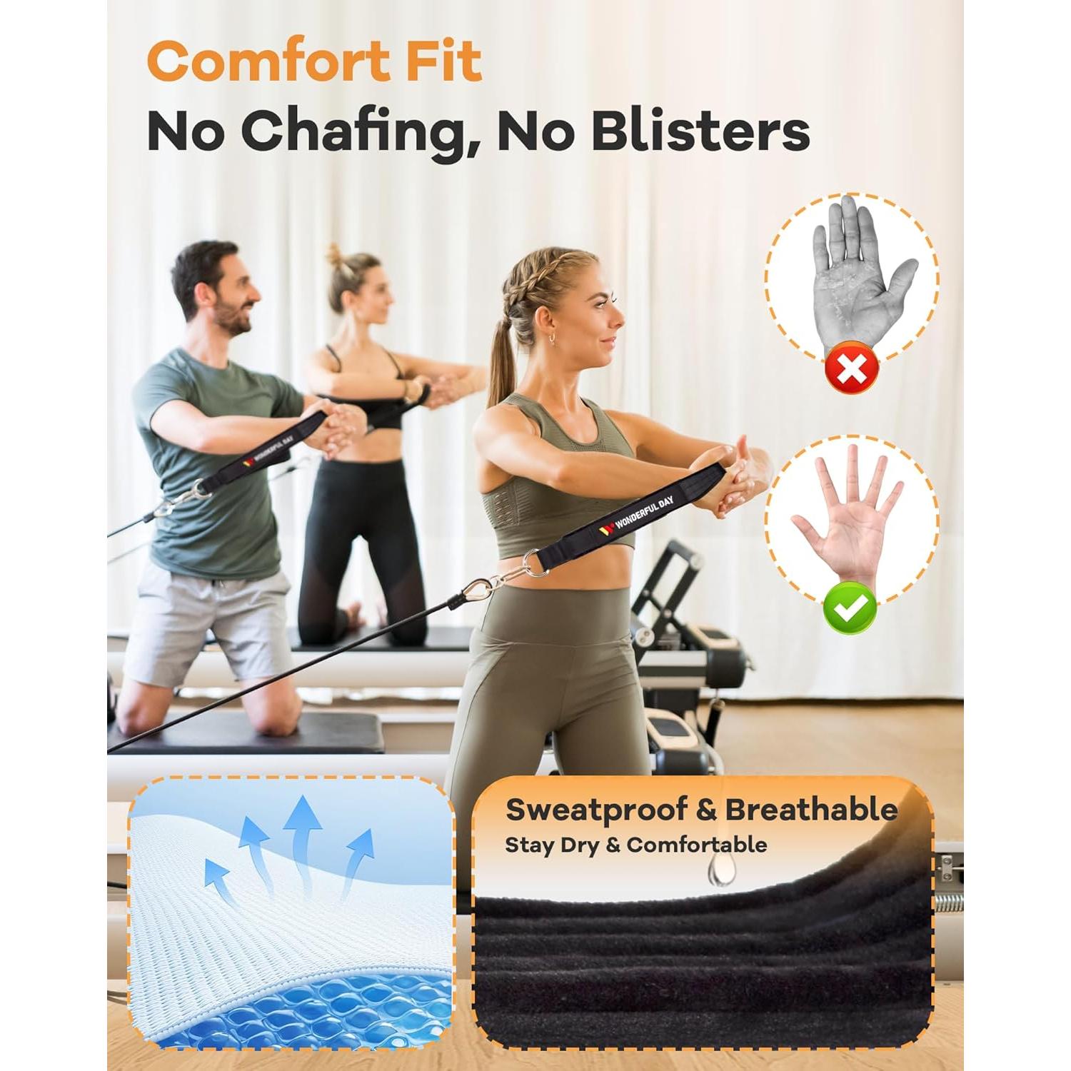 Correas de Pilates Día Maravilloso Doble Bucle 28-38 cm Negro