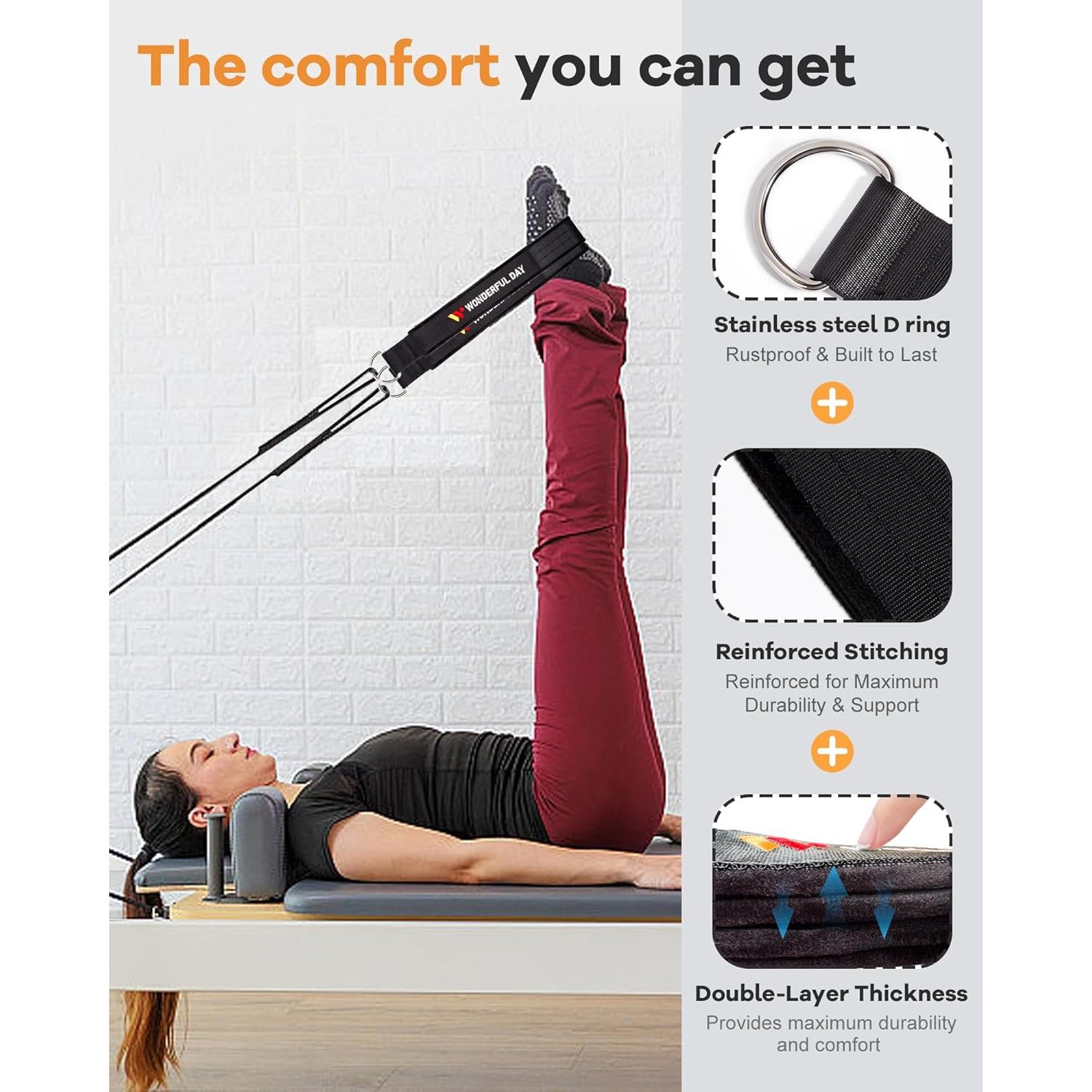 Correas de Pilates Día Maravilloso Doble Bucle 28-38 cm Negro