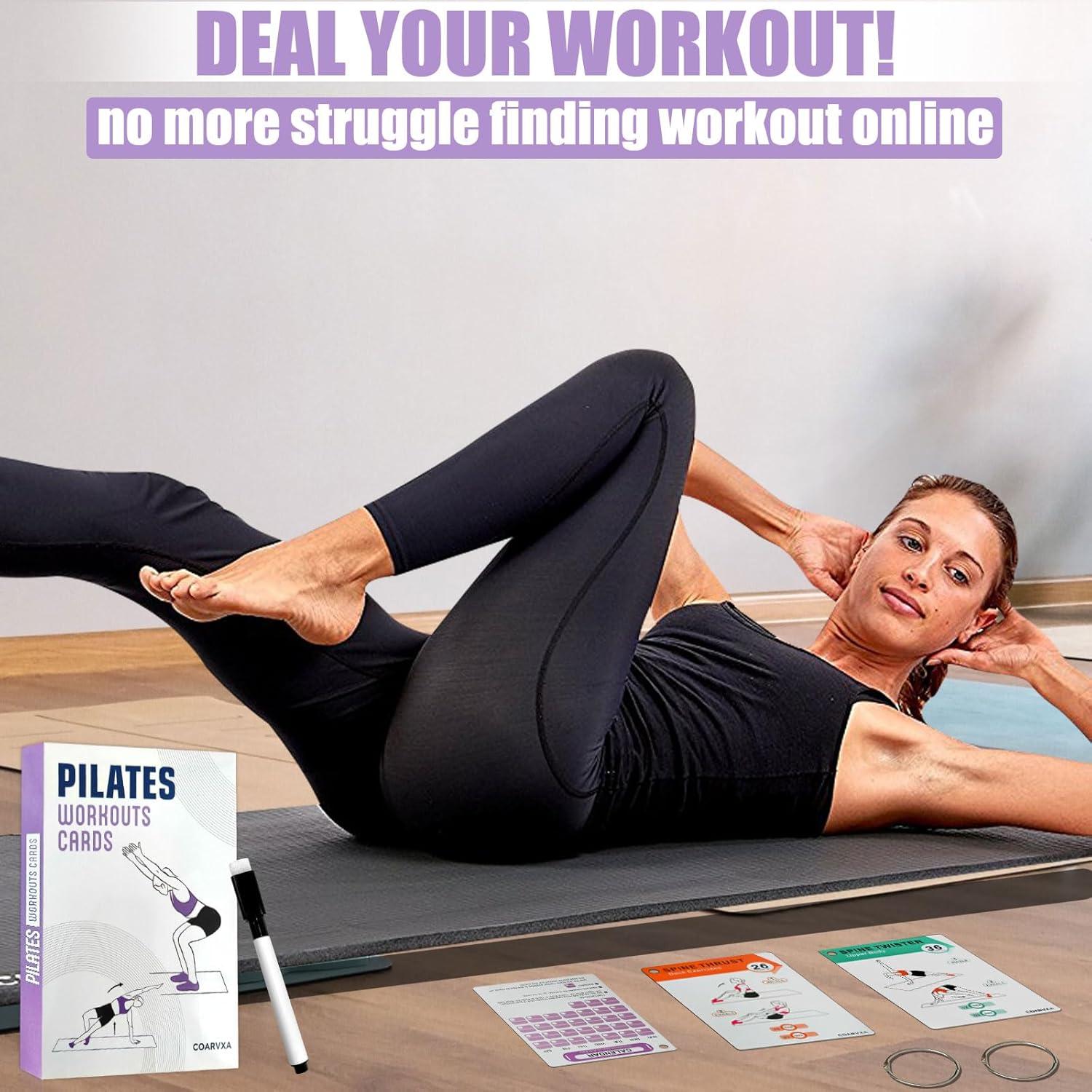 Tarjetas de Ejercicio Pilates COARVXA - 58 Posturas + Reto 4 Semanas