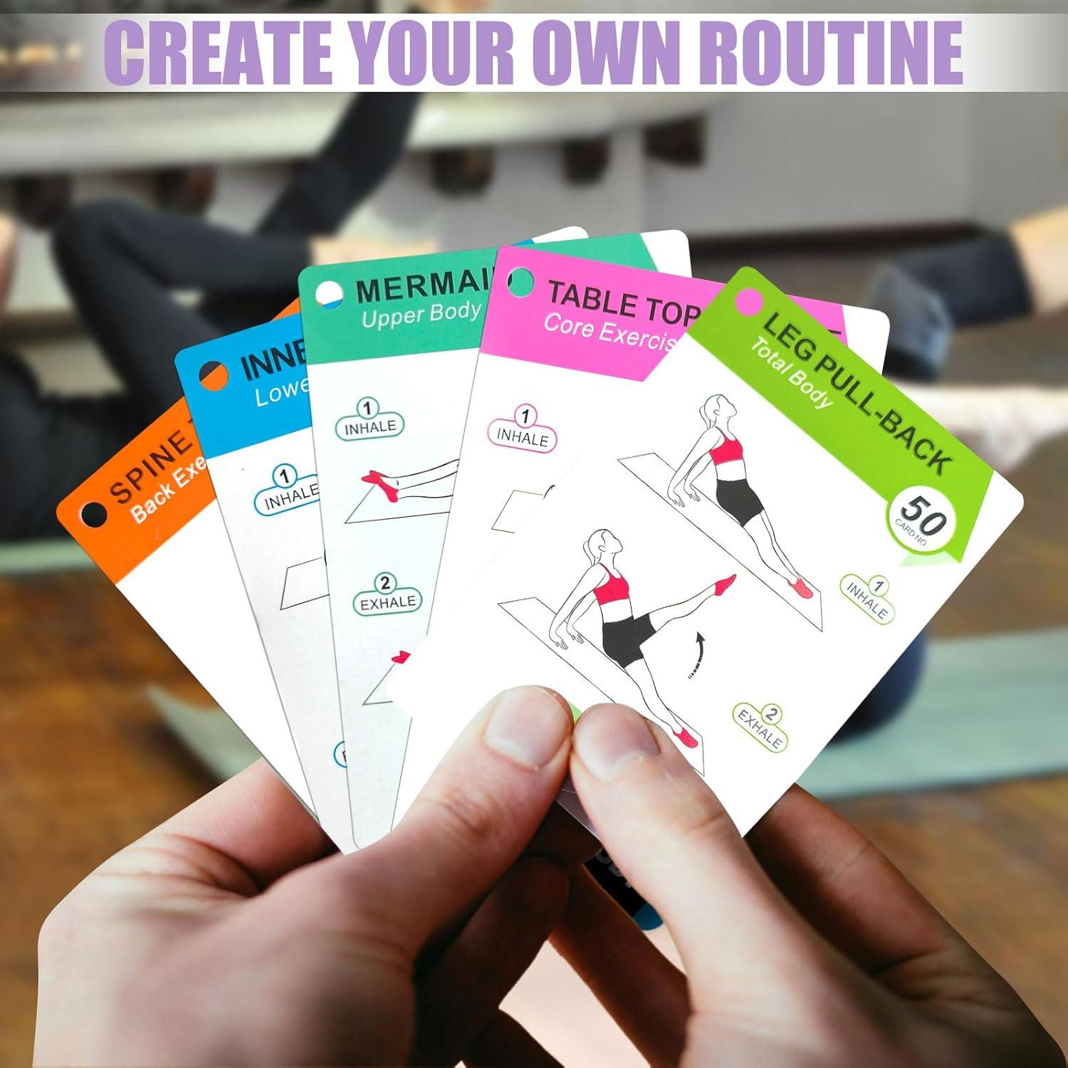 Tarjetas de Ejercicio Pilates COARVXA - 58 Posturas + Reto 4 Semanas