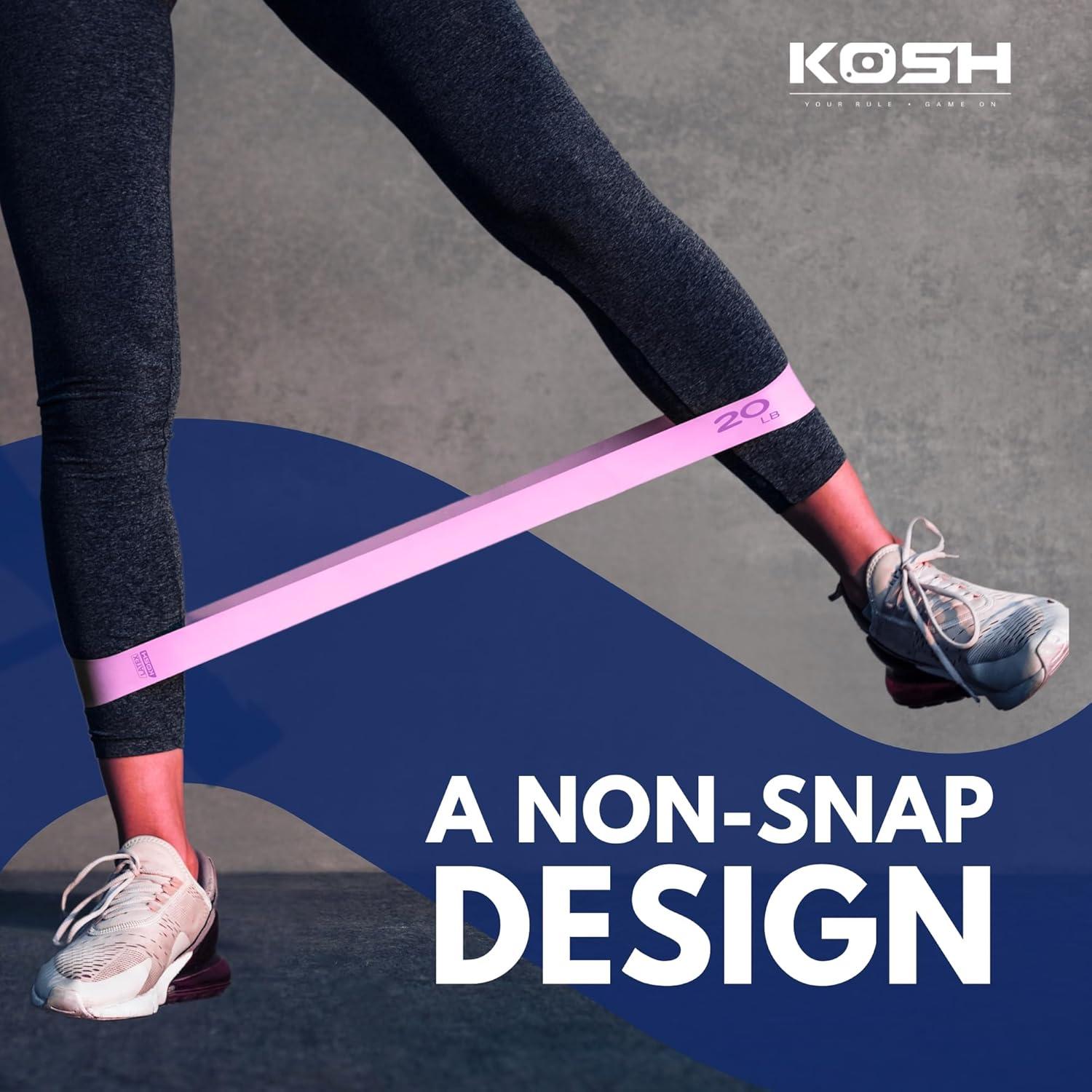 Kosh Bandas de Ejercicio de Resistencia - Set de 4 Bandas de Láttex Natural