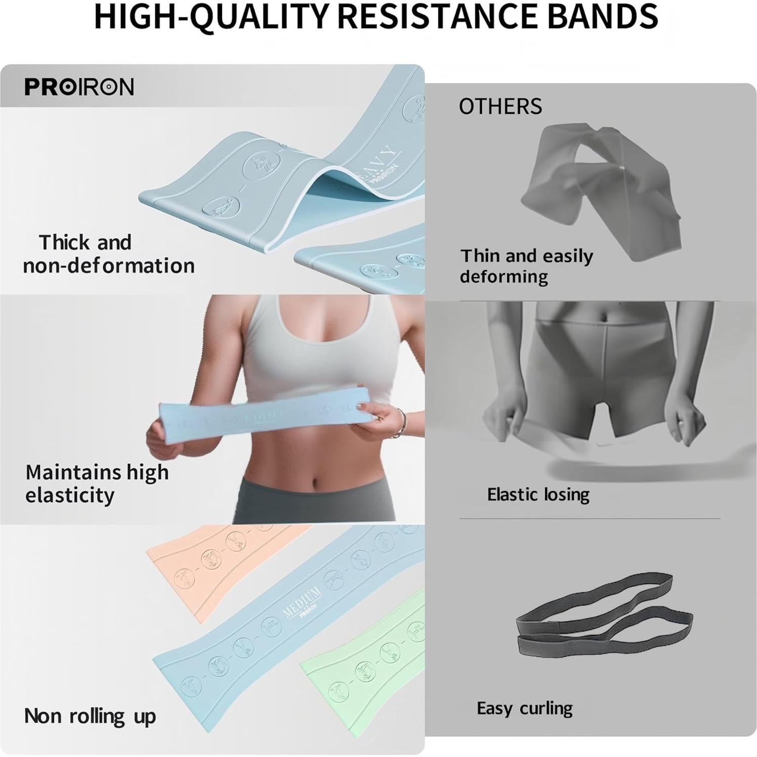 Bandas de Resistencia PROIRON de Silicona para Ejercicio - 3 Unidades