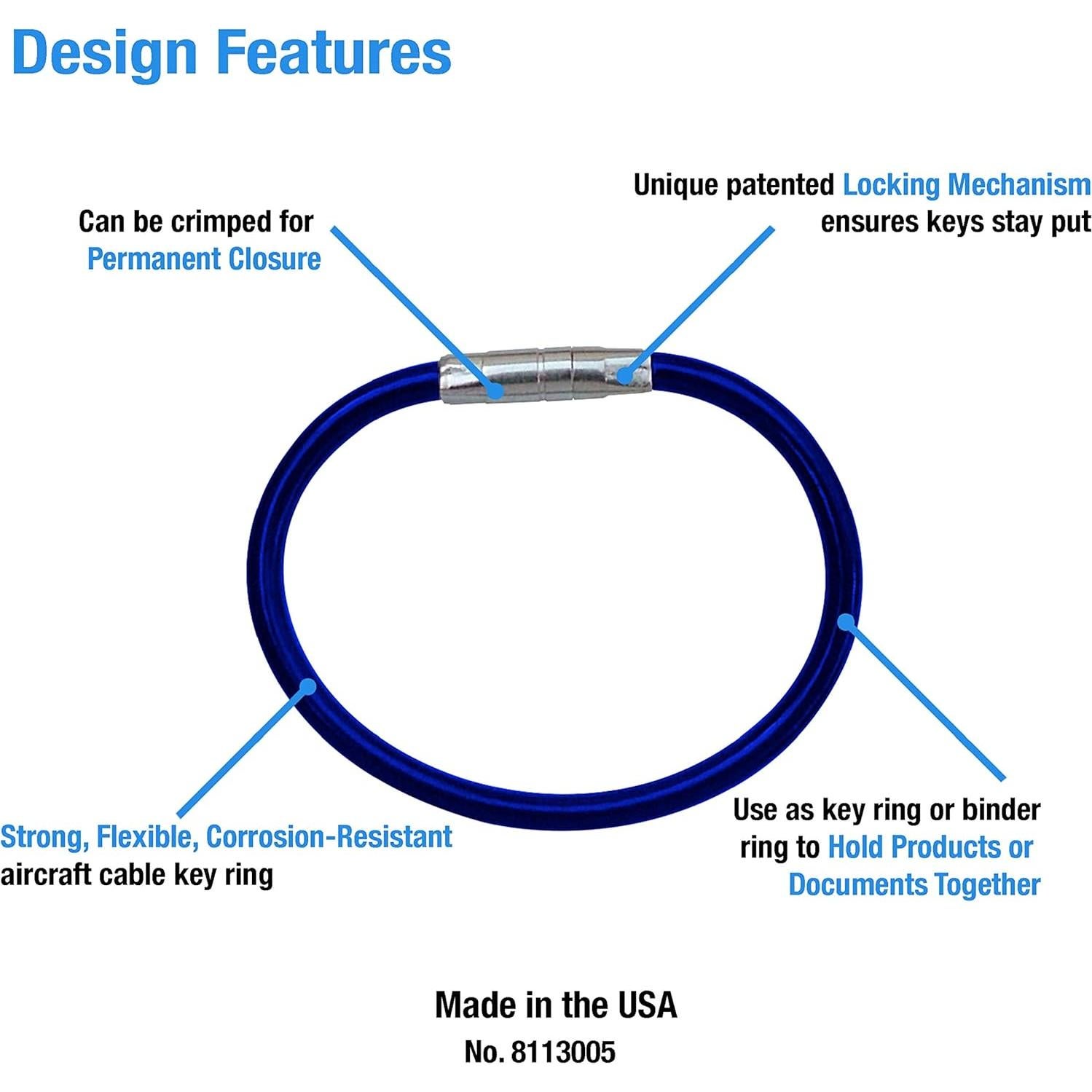 Anillo de Llave Twisty Lucky Line 12.7 cm Azul Paquete de 5