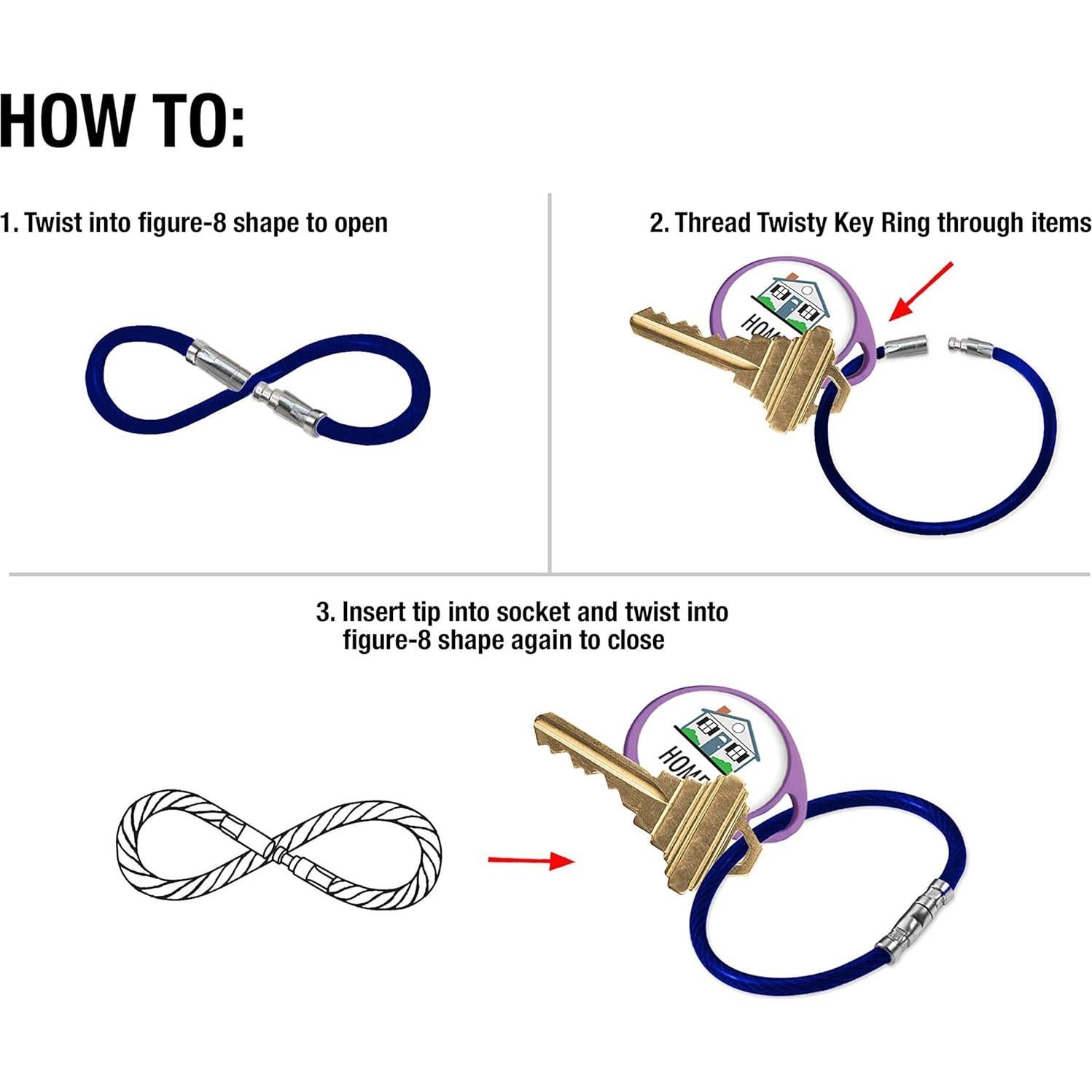 Anillo de Llave Twisty Lucky Line 12.7 cm Azul Paquete de 5