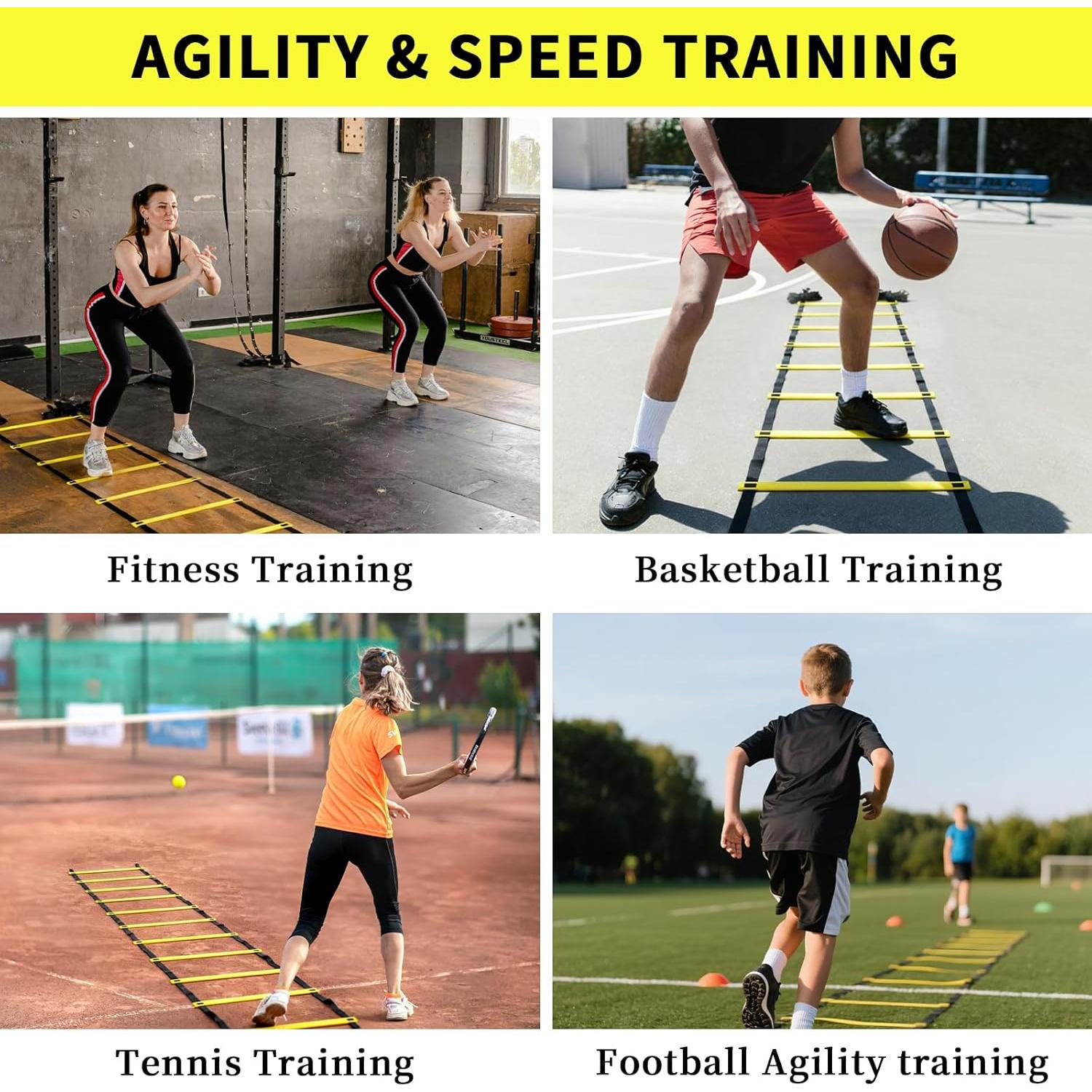 Escalera de Agilidad Sleteranpe 6m con 12 Peldaños Ajustables