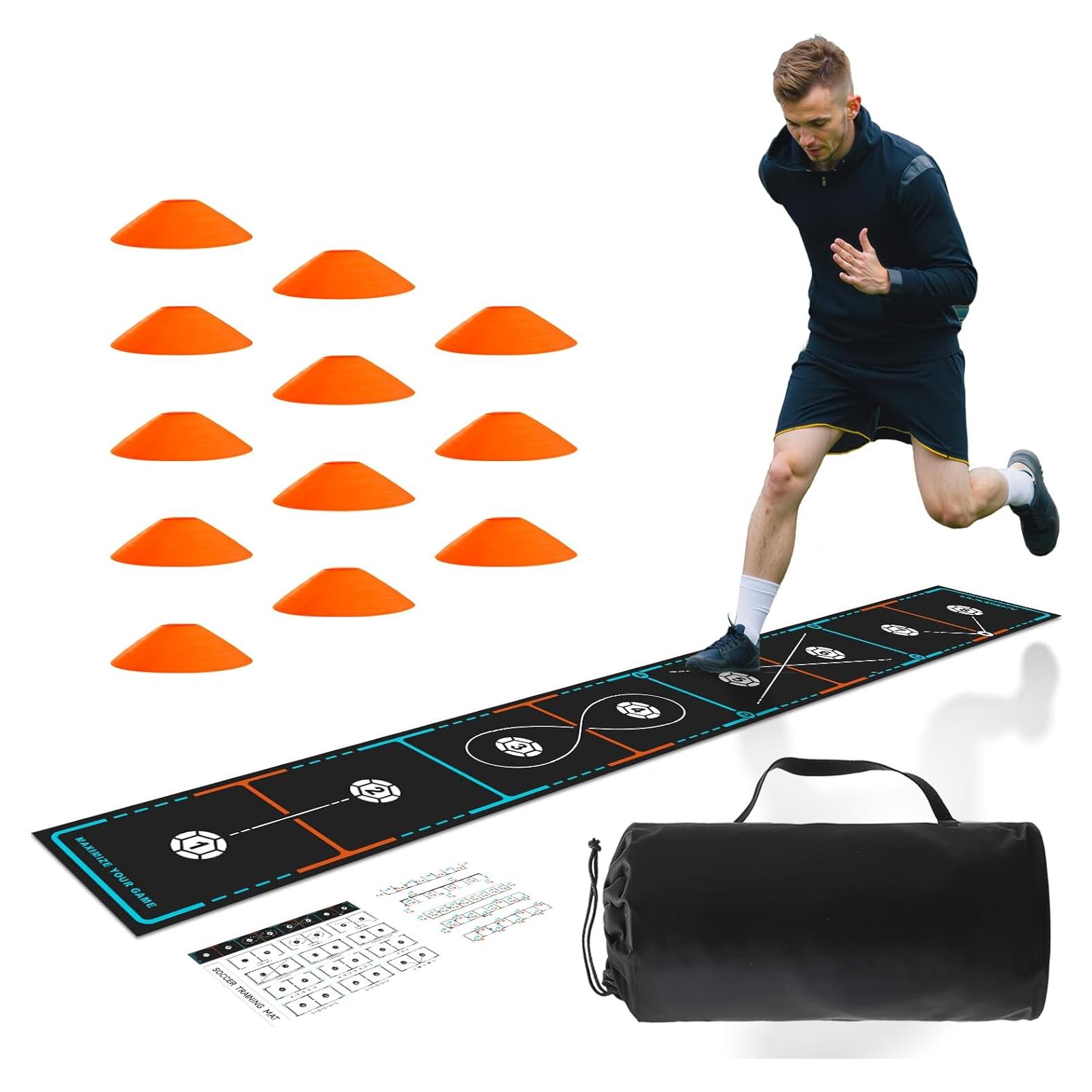 Alfombra de Entrenamiento de Fútbol MUKESKY con Escalera y Conos